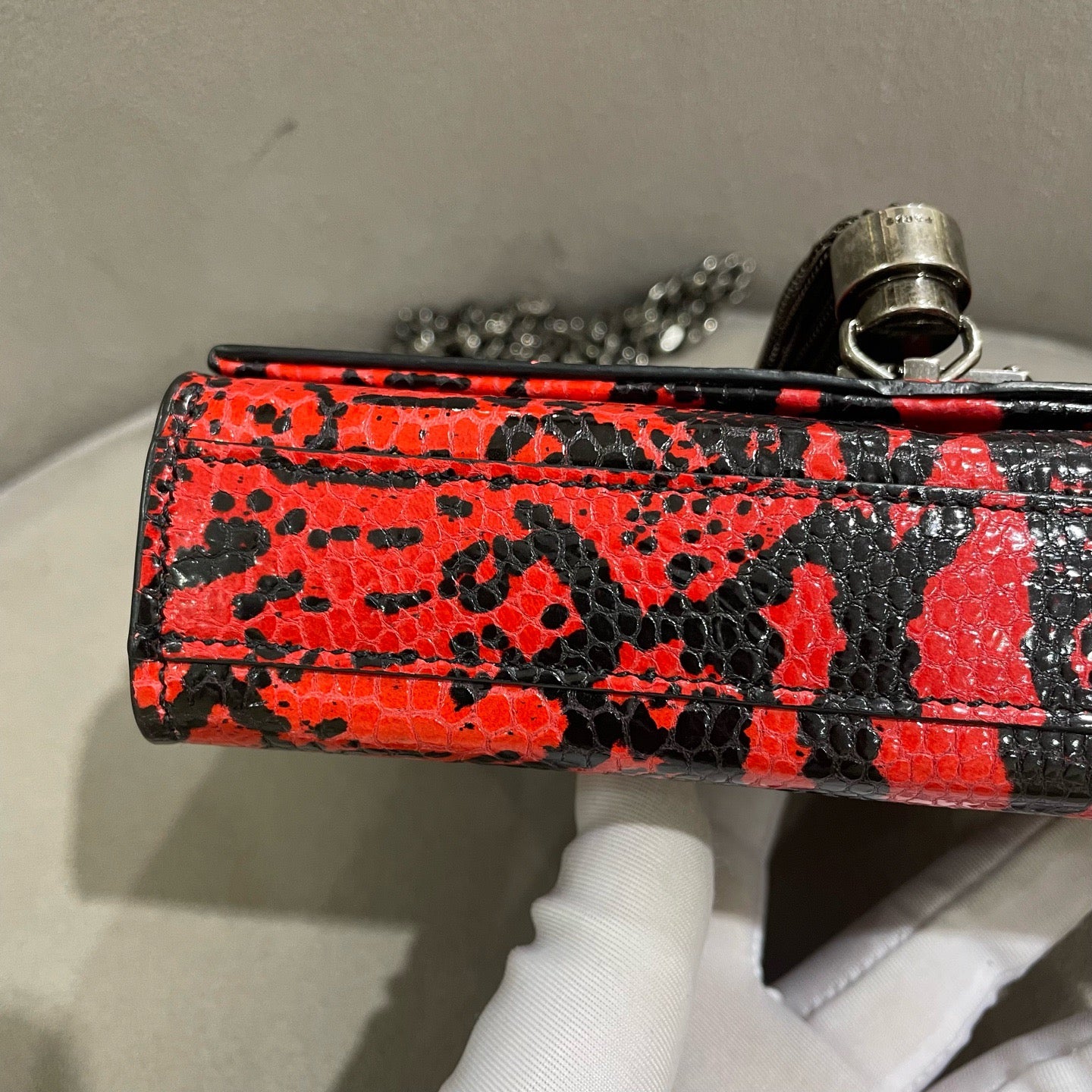 Saint Laurent - Monogram Kate Tassel Bag - Exotic water snake leather - Red - (Mini)