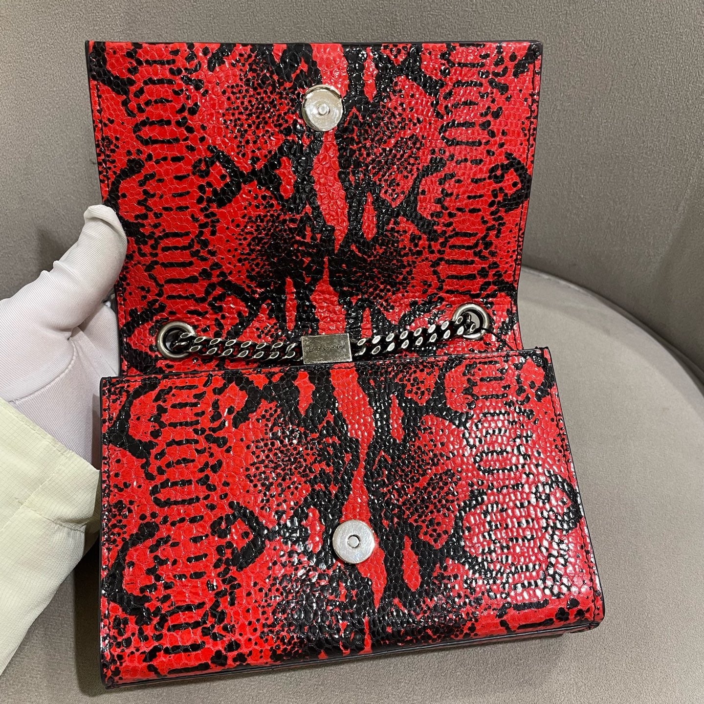 Saint Laurent - Monogram Kate Tassel Bag - Exotic water snake leather - Red - (Mini)
