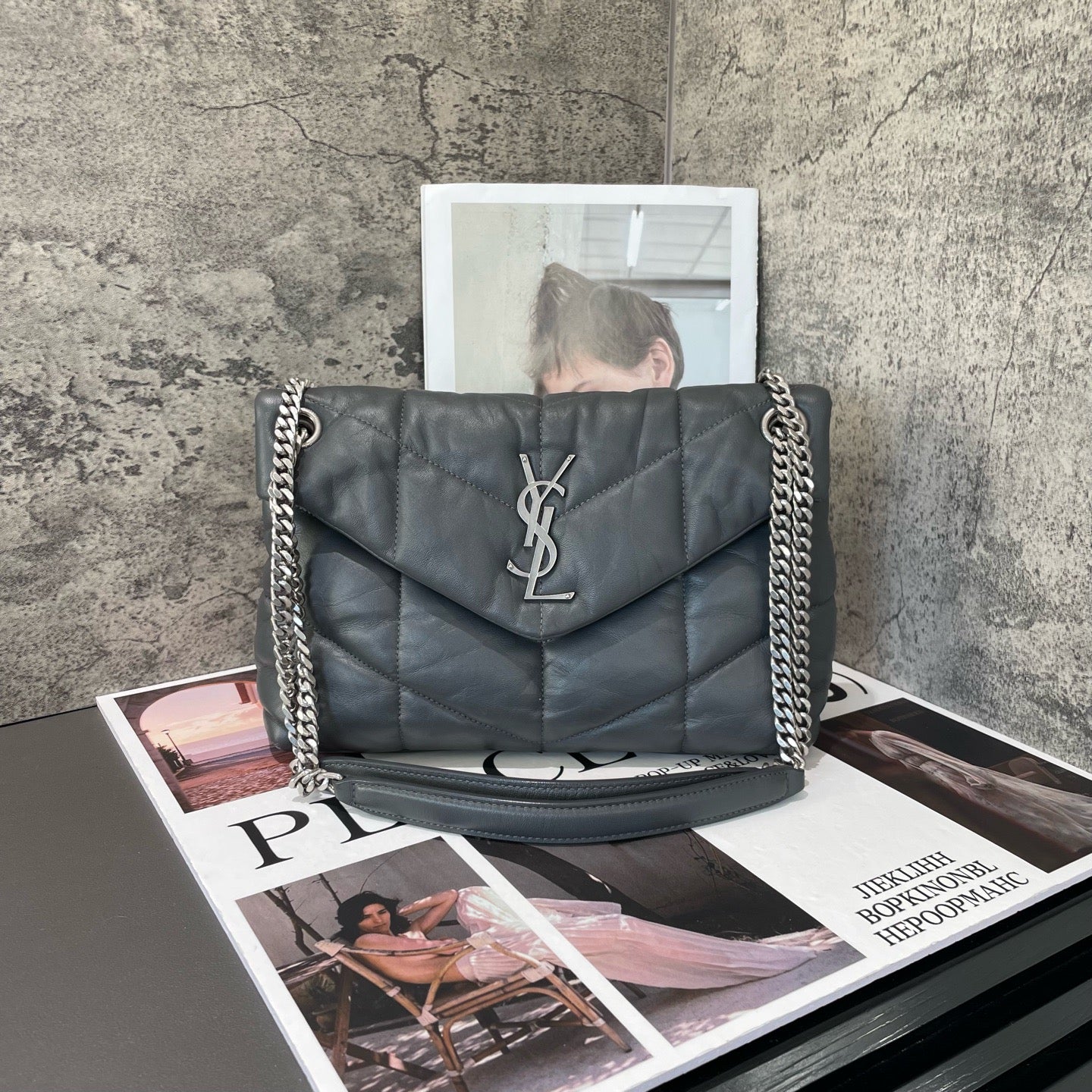 Saint Laurent - Monogram Loulou - Lambskin leather - Grey with Silver-Tone Hardware - (Medium)