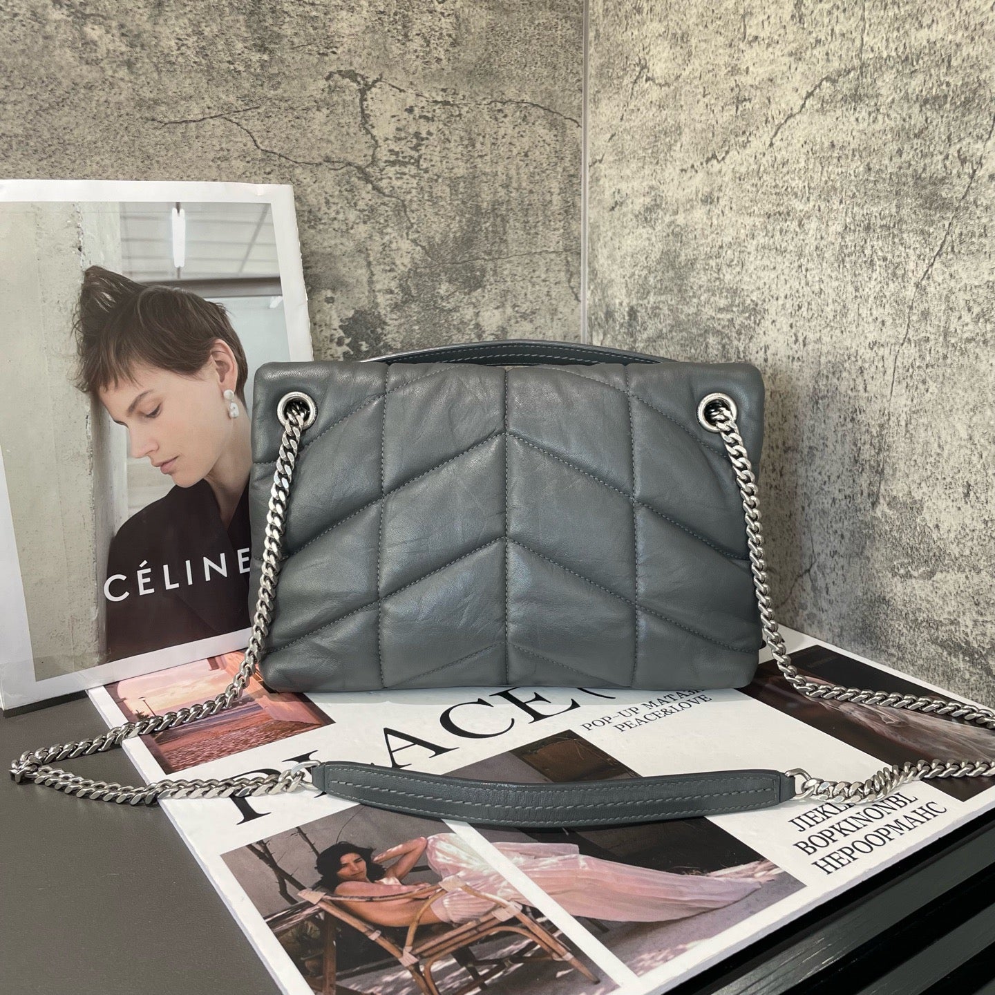 Saint Laurent - Monogram Loulou - Lambskin leather - Grey with Silver-Tone Hardware - (Medium)