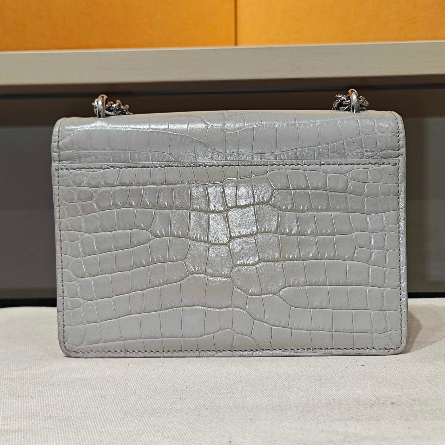 Saint Laurent - Monogram Shoulder Bag - Exotic leathers - Crocodile - Grey - (mini)