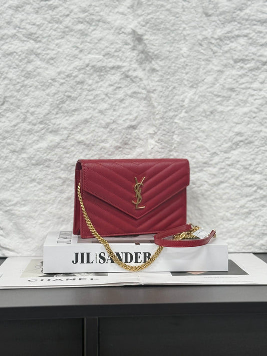 Saint Laurent - Monogram Wallet on Chain (WOC) - Leather - Red - (mini)