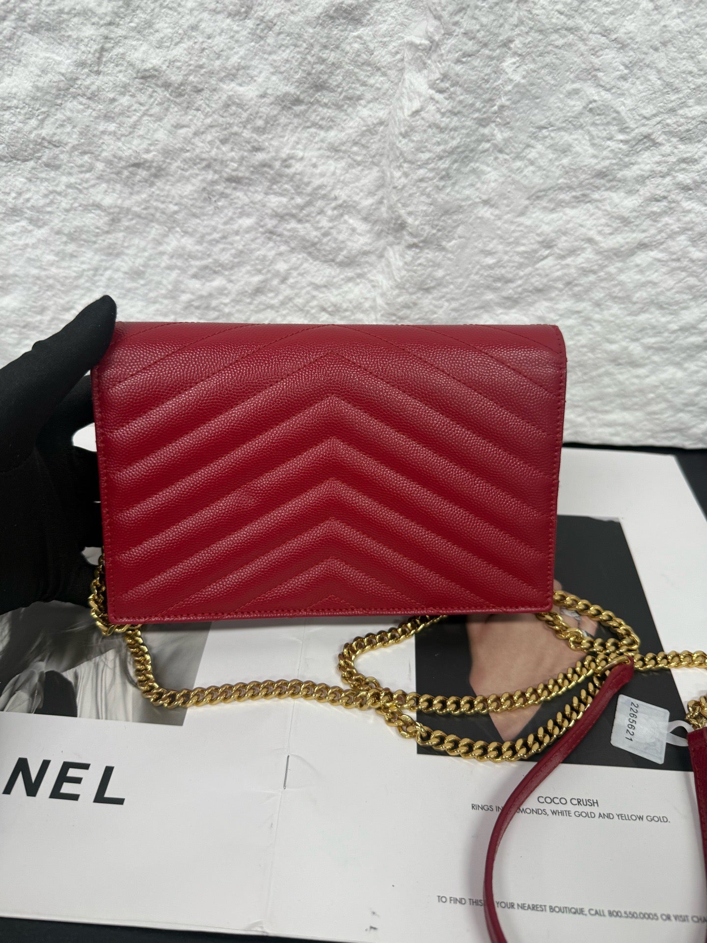 Saint Laurent - Monogram Wallet on Chain (WOC) - Leather - Red - (mini)