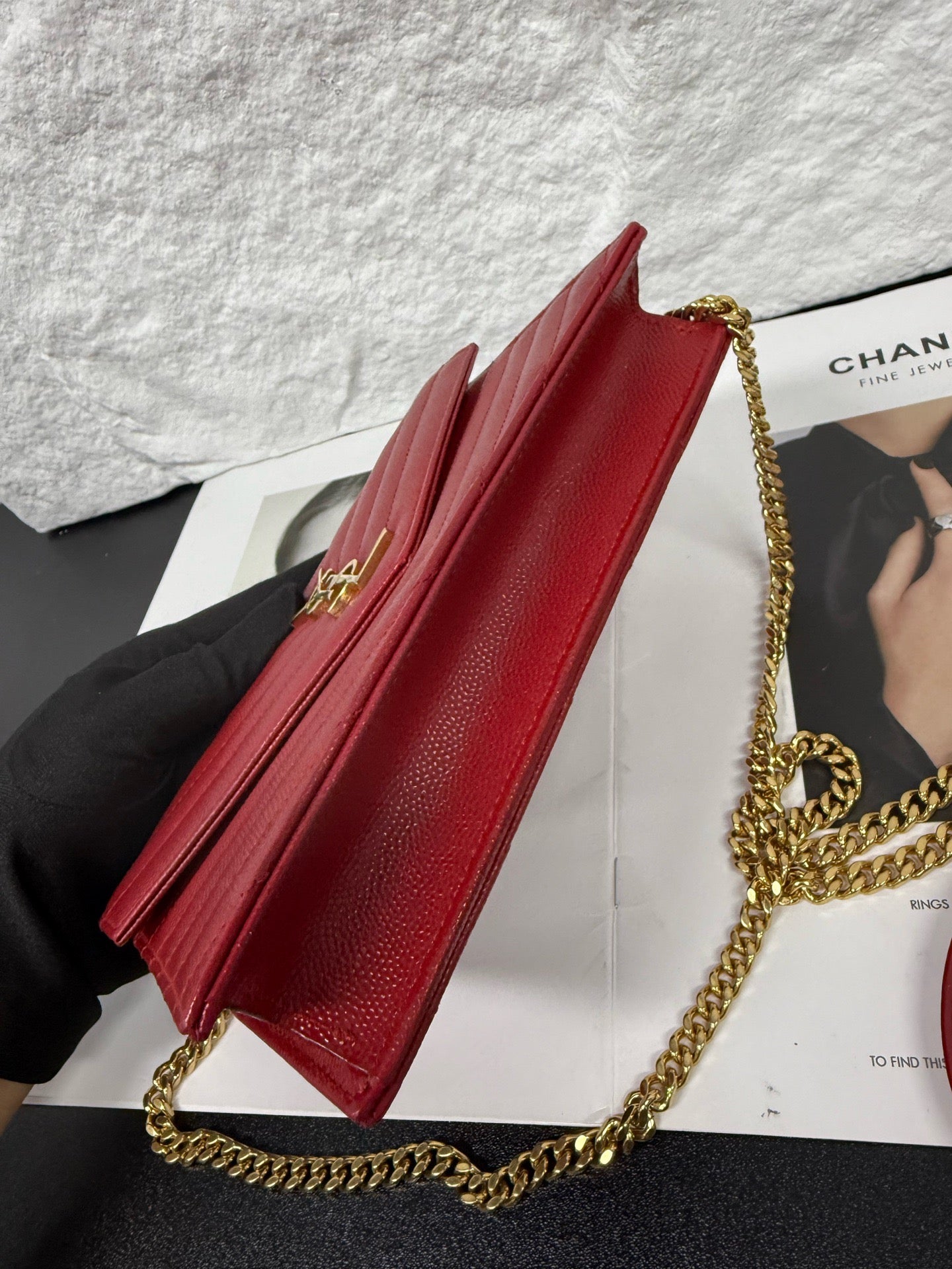 Saint Laurent - Monogram Wallet on Chain (WOC) - Leather - Red - (mini)
