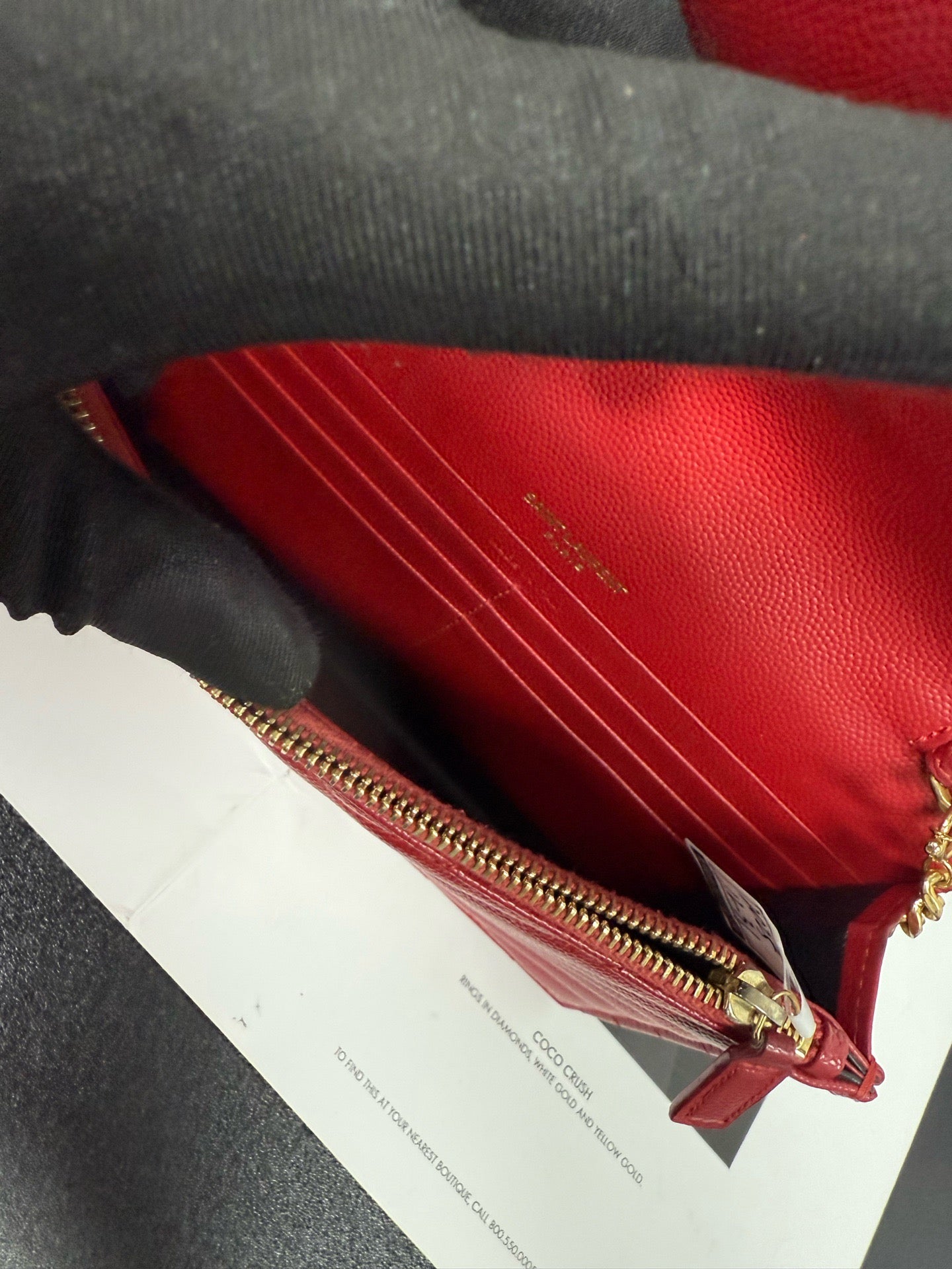 Saint Laurent - Monogram Wallet on Chain (WOC) - Leather - Red - (mini)