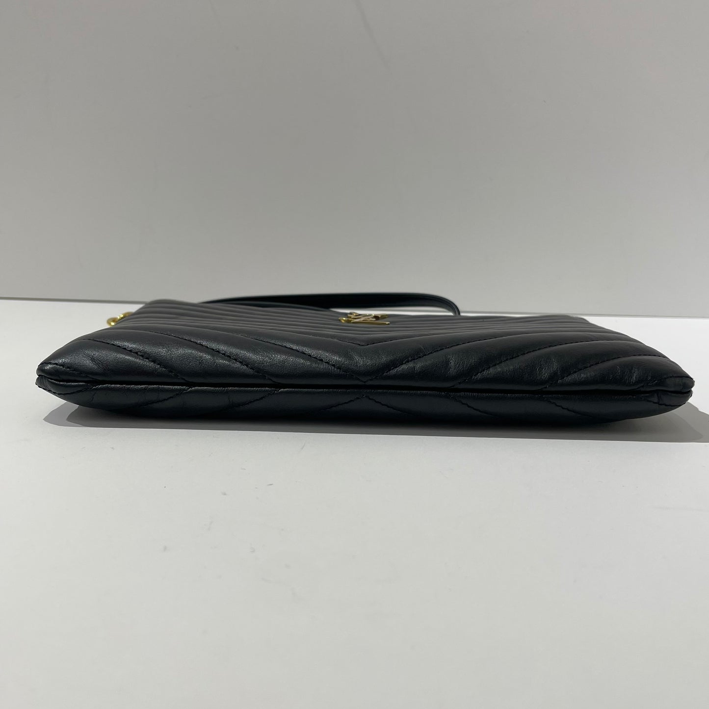 Saint Laurent - Monogram Wristlet Clutch - Leather - Black - (N/A)