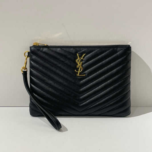 Saint Laurent - Monogram Wristlet Clutch - Leather - Black - (N/A)
