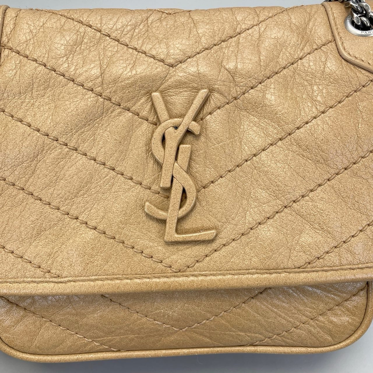 Saint Laurent - Niki Baby - Crinkled calfskin leather - Beige - (Small)