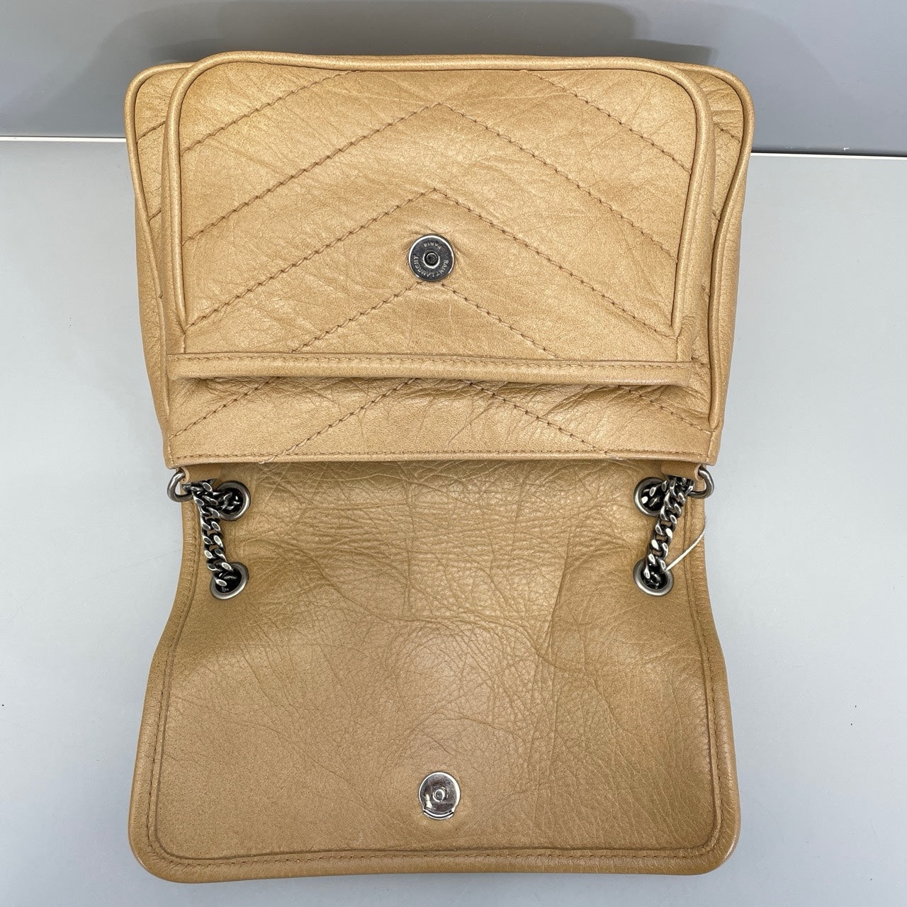 Saint Laurent - Niki Baby - Crinkled calfskin leather - Beige - (Small)