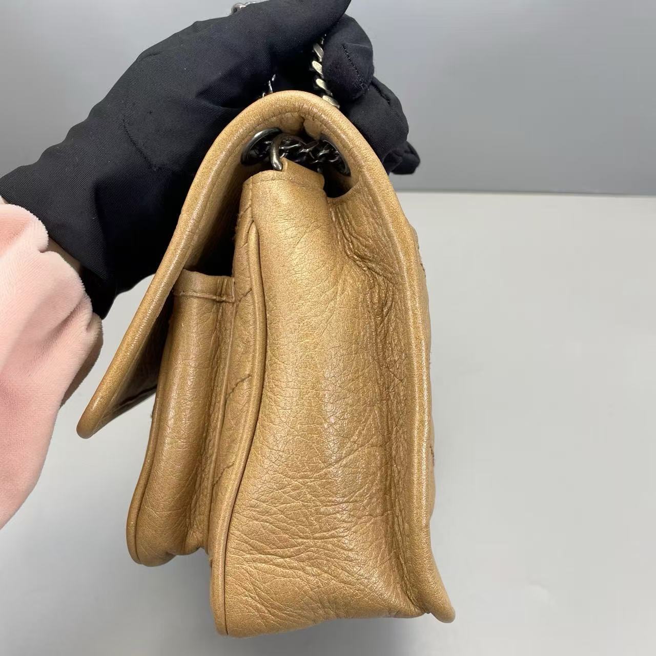 Saint Laurent - Niki Baby - Crinkled calfskin leather - Milk Tea Beige with Silver-Tone Hardware - (Small)