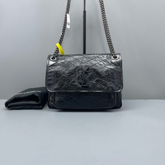 Saint Laurent - Niki Chain Bag - Crinkled calfskin leather - Black - (Medium)