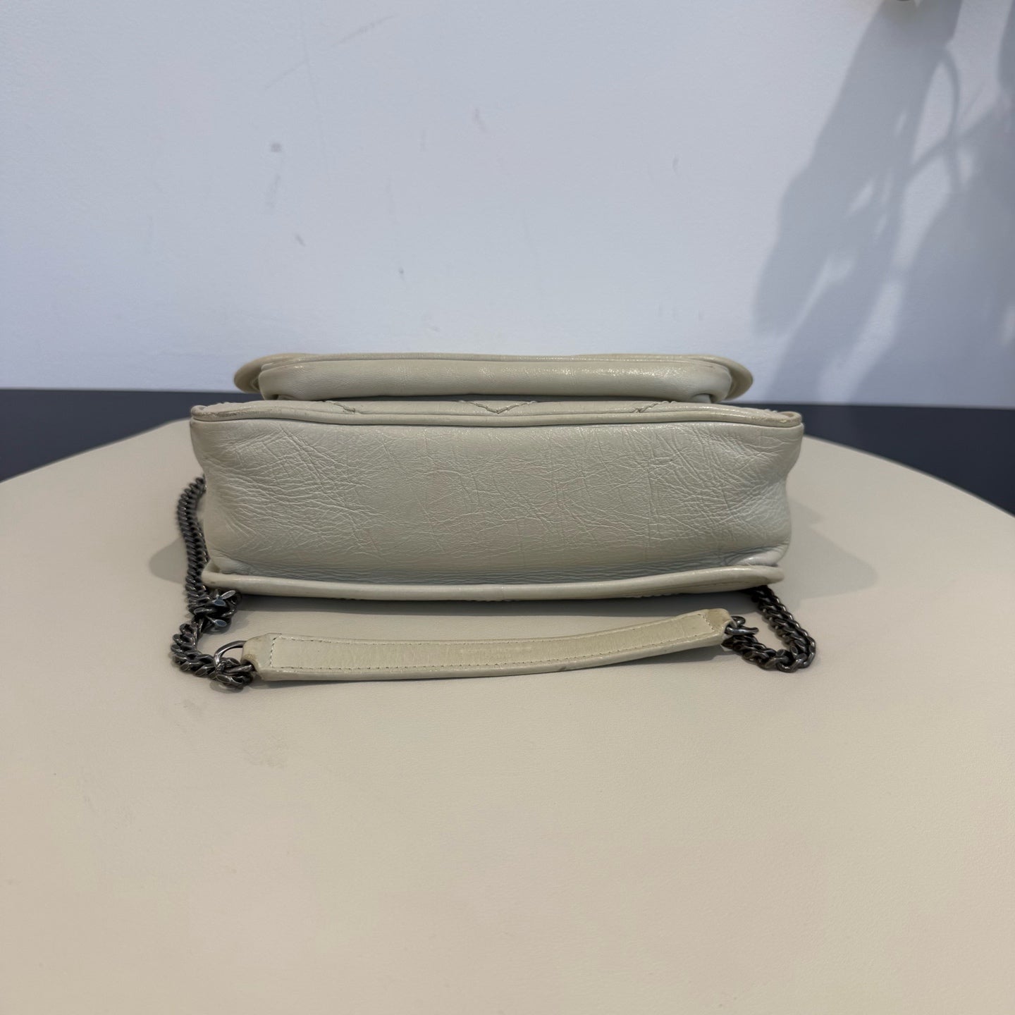 Saint Laurent - Niki Chain Bag - Crinkled leather - Cream White - (small)