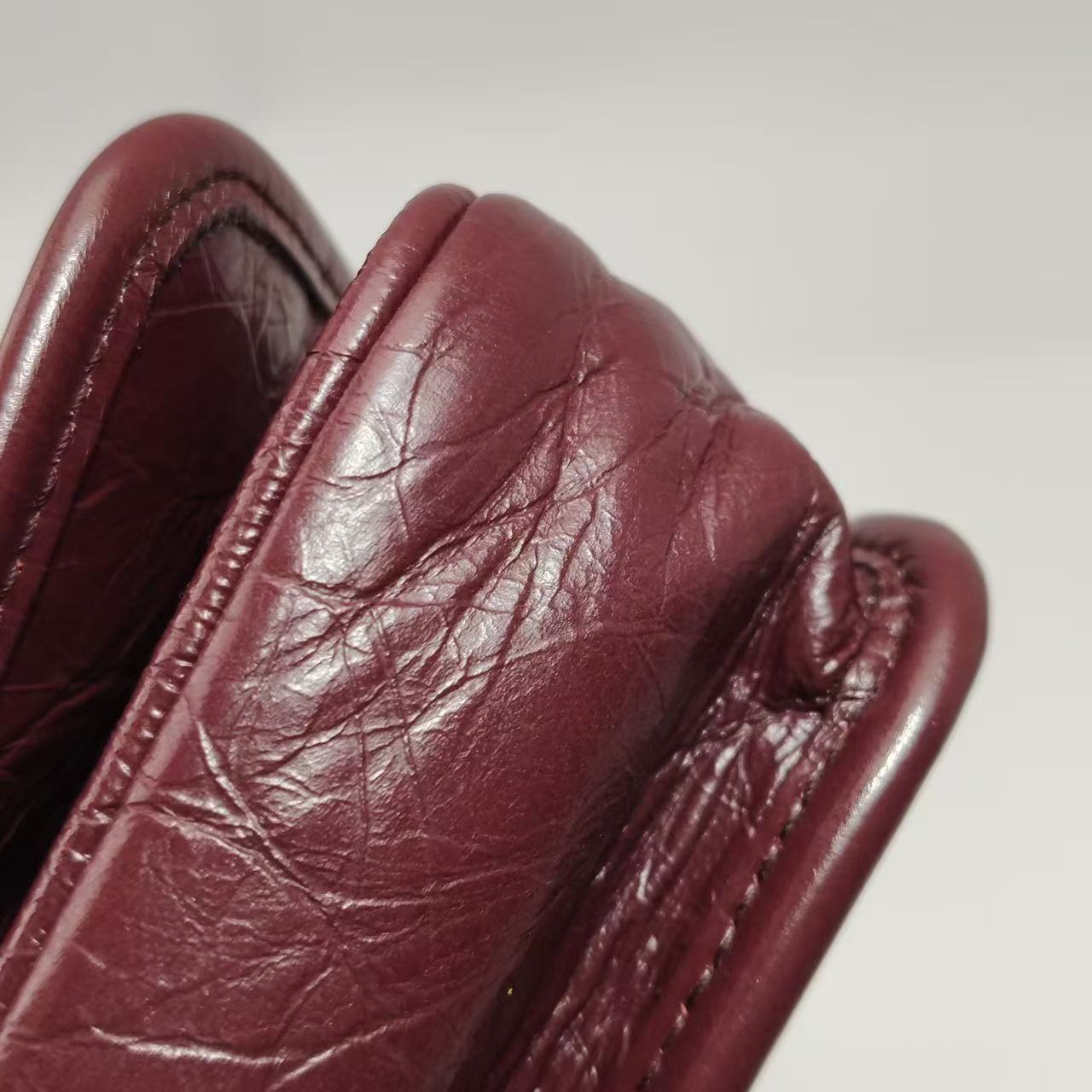 Saint Laurent - Niki chain bag - Crinkled leather - Deep red with dark silver-tone hardware - (mini)