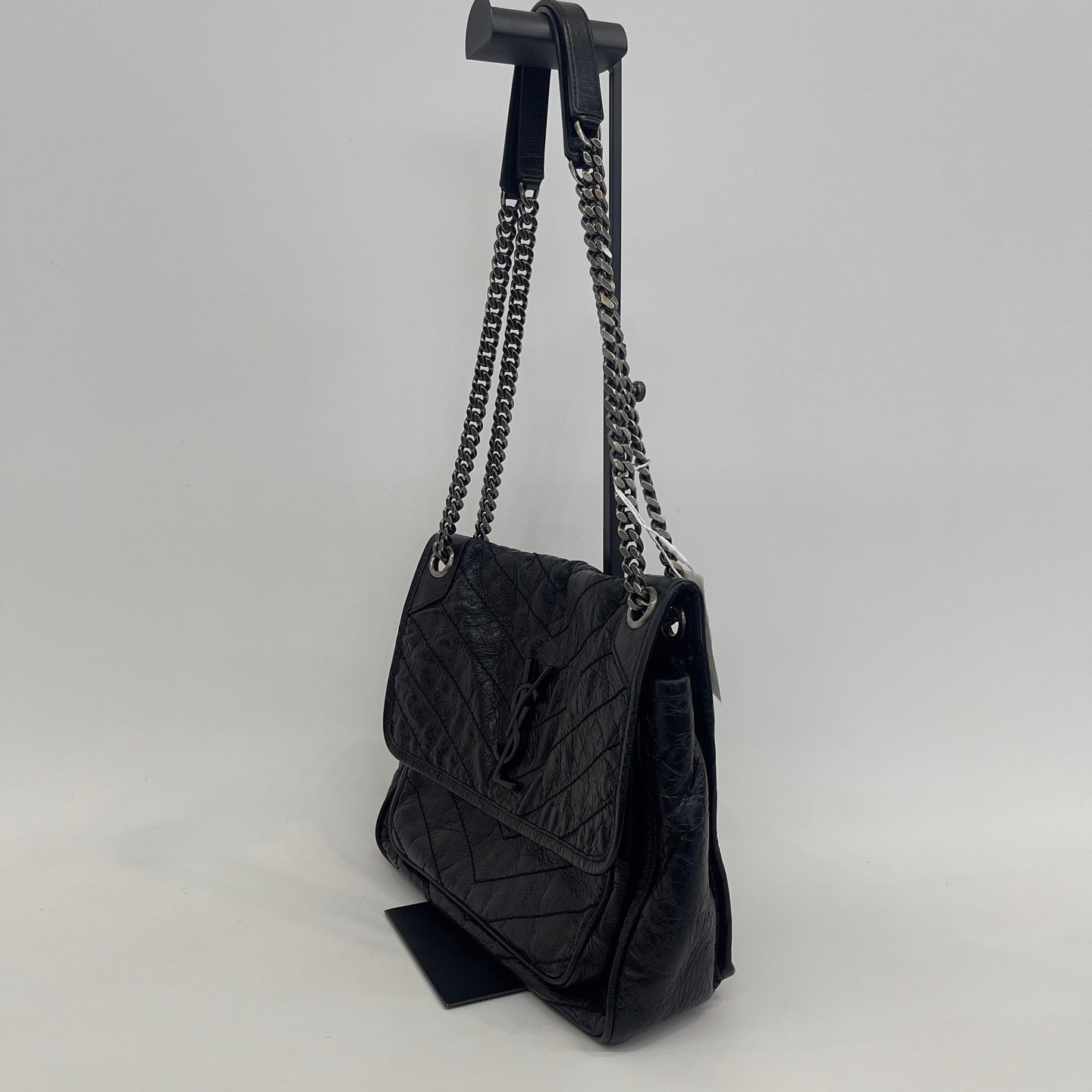 Saint Laurent - Niki - Crinkled calfskin leather - Black - (medium)