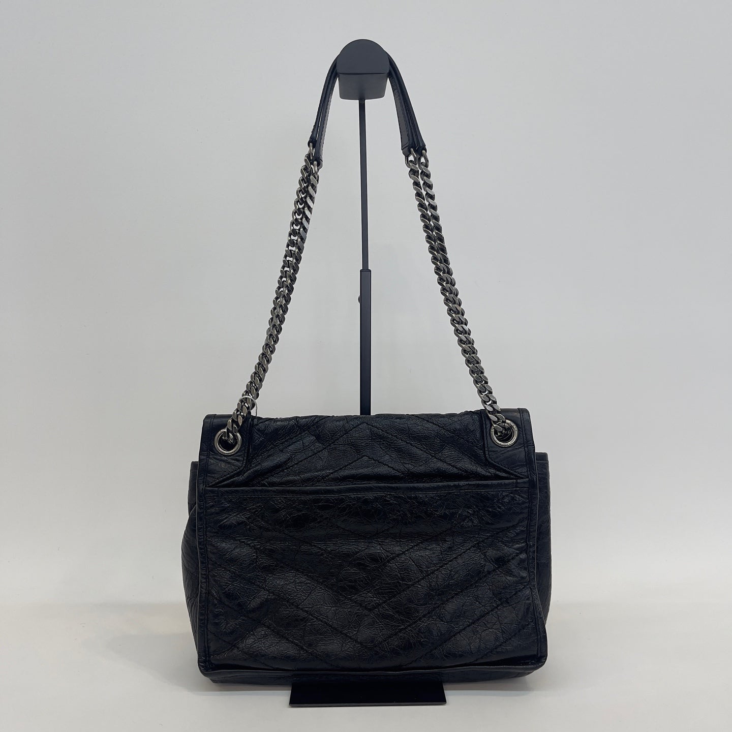Saint Laurent - Niki - Crinkled calfskin leather - Black - (medium)