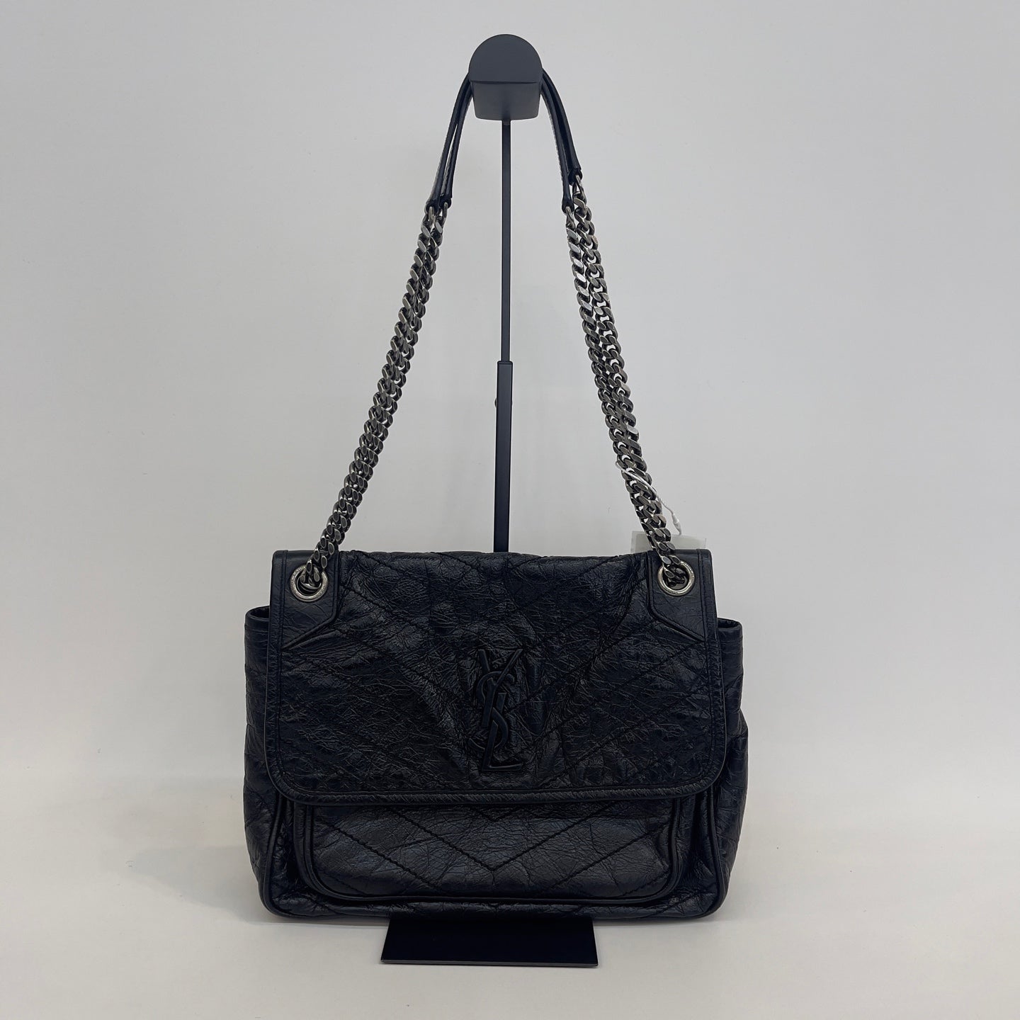 Saint Laurent - Niki - Crinkled calfskin leather - Black - (medium)