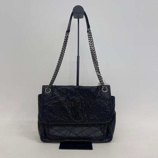 Saint Laurent - Niki - Crinkled calfskin leather - Black - (medium)