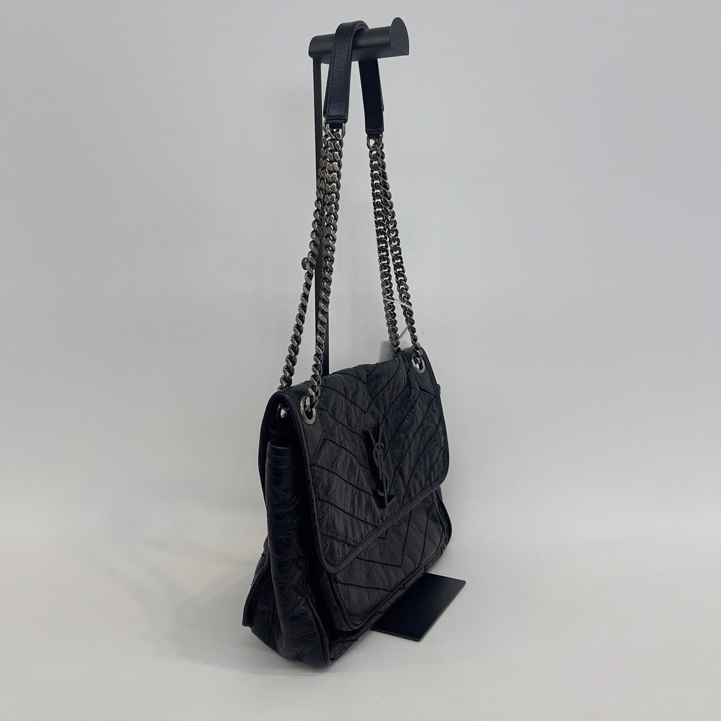Saint Laurent - Niki - Crinkled calfskin leather - Black - (medium)