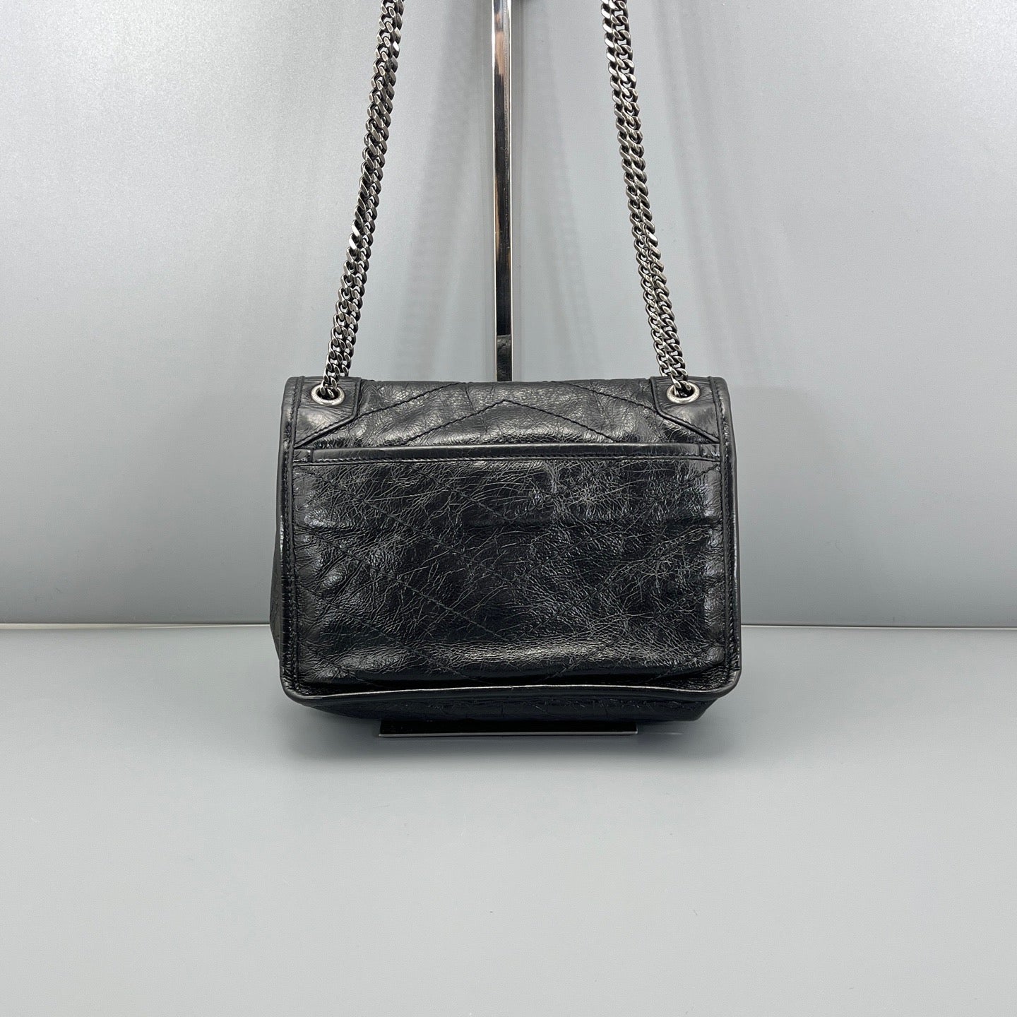 Saint Laurent - Niki - Crinkled calfskin leather - Black - (small)