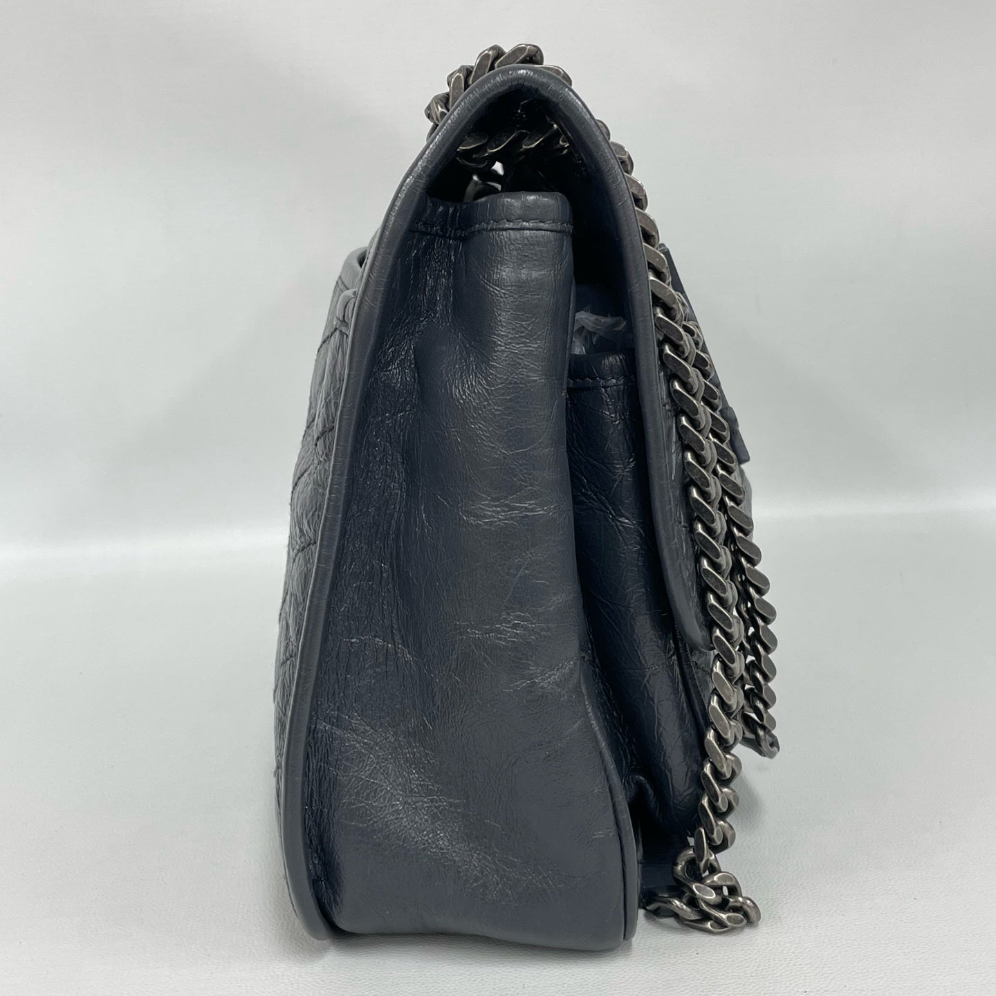 Saint Laurent - Niki - Crinkled calfskin leather - Dark Grey with Dark Silver-Tone Hardware - (Medium)