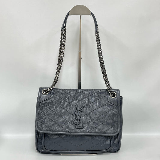 Saint Laurent - Niki - Crinkled calfskin leather - Dark Grey with Dark Silver-Tone Hardware - (Medium)