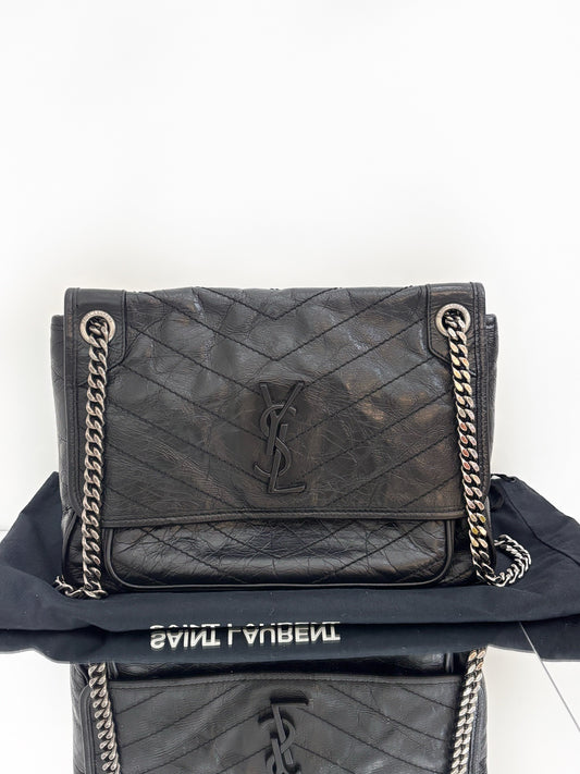 Saint Laurent - NIKI - Crinkled leather - Black - (Medium)