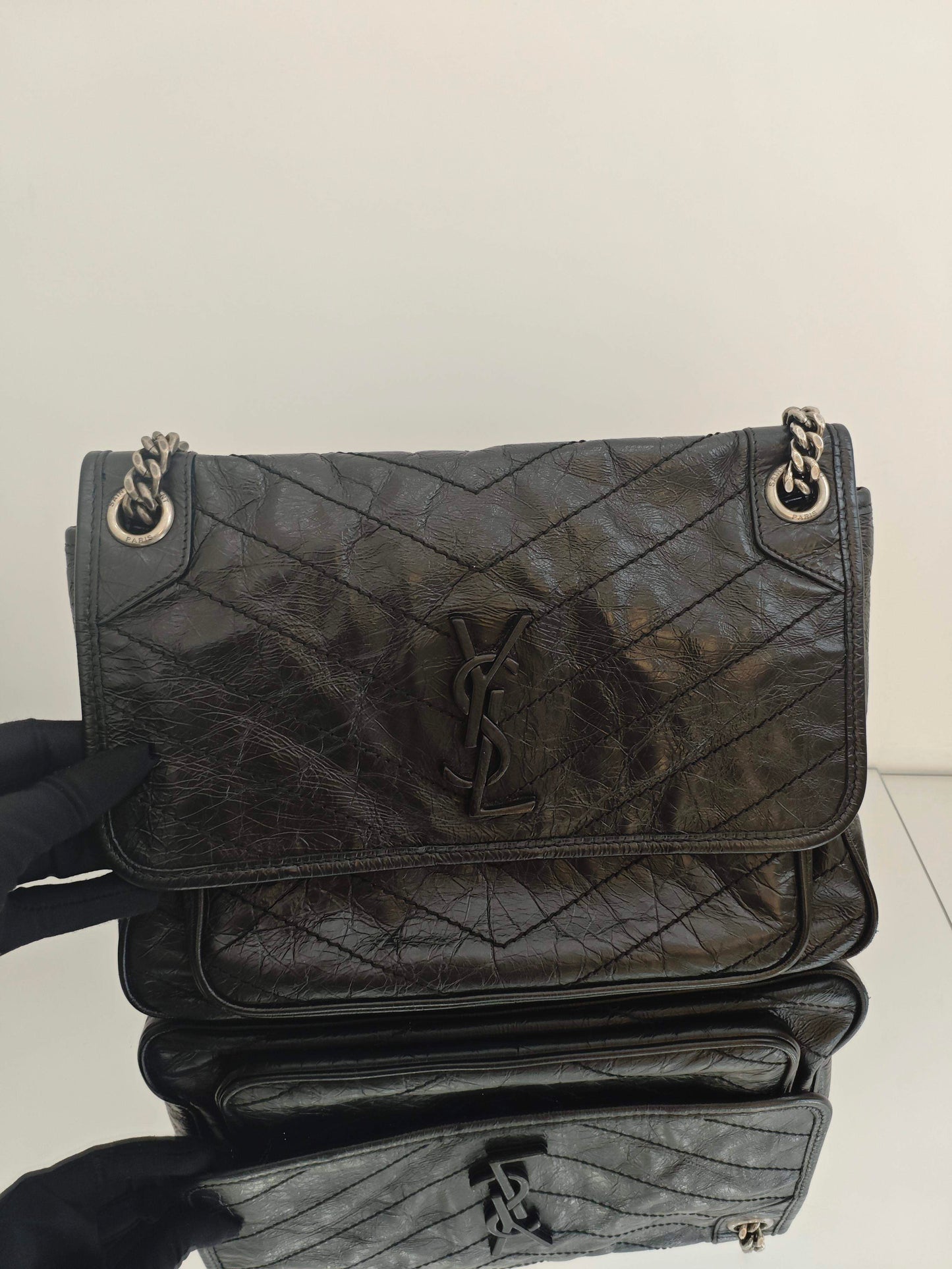 Saint Laurent - NIKI - Crinkled leather - Black - (Medium)