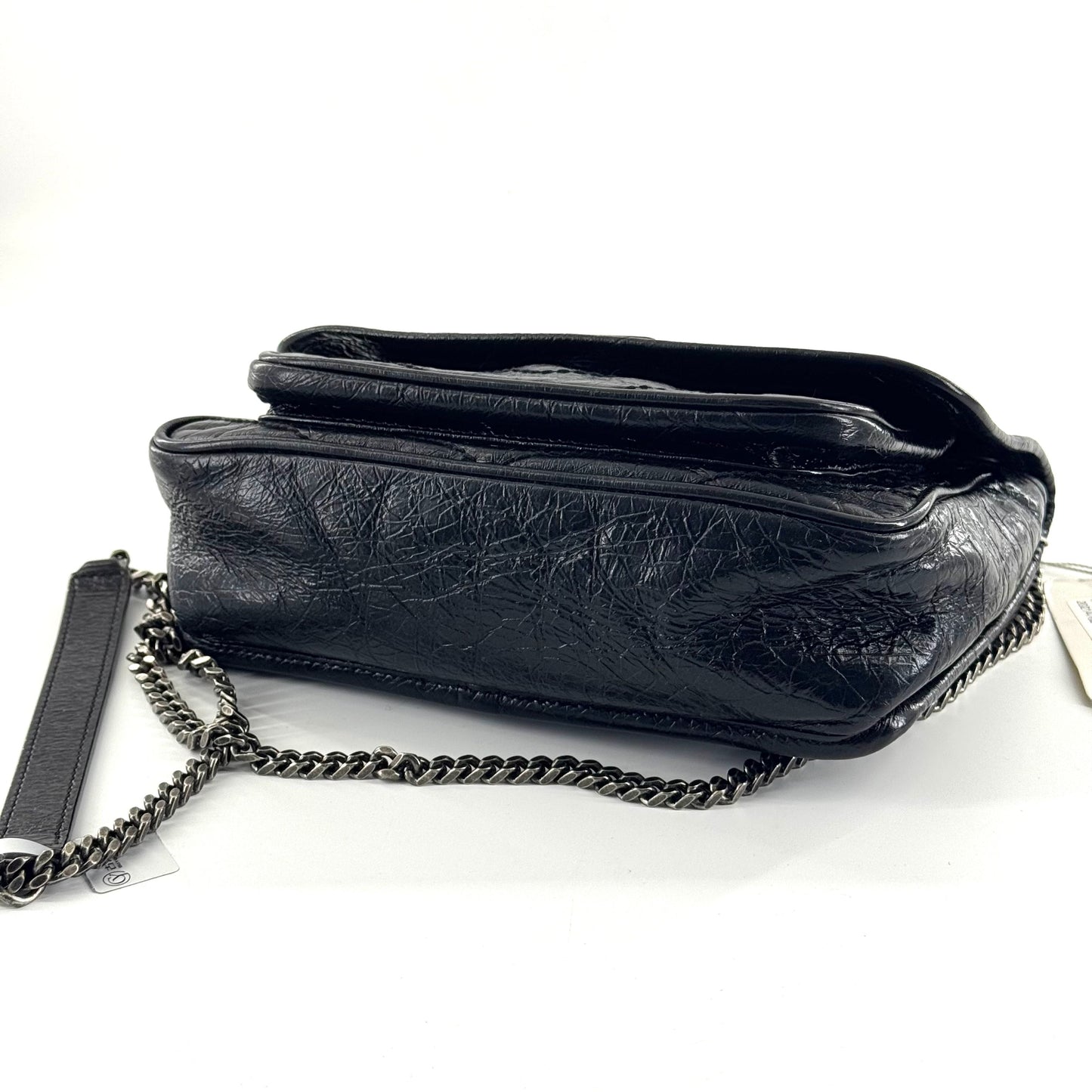 Saint Laurent - Niki - Crinkled leather - Black with Silver-Tone Hardware - (Small)