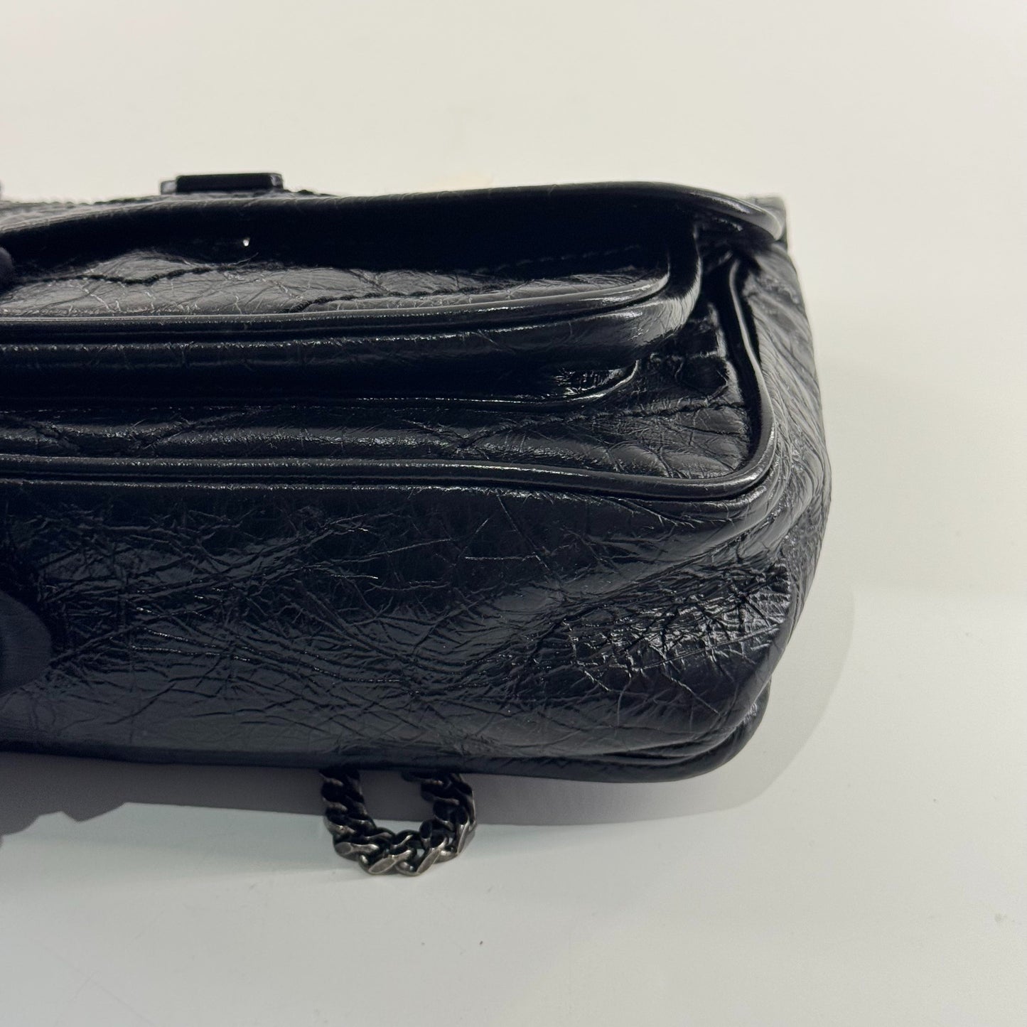 Saint Laurent - Niki - Crinkled leather - Black with Silver-Tone Hardware - (Small)