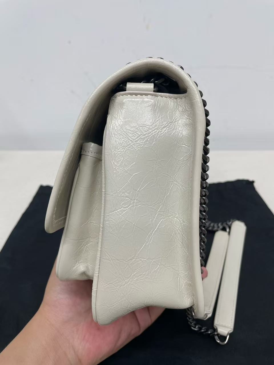 Saint Laurent - Niki - Crinkled leather - White - (small)