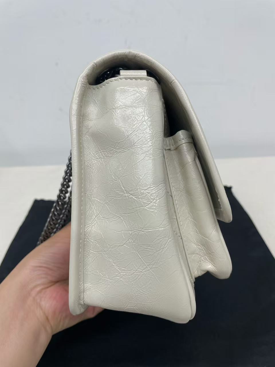 Saint Laurent - Niki - Crinkled leather - White - (small)