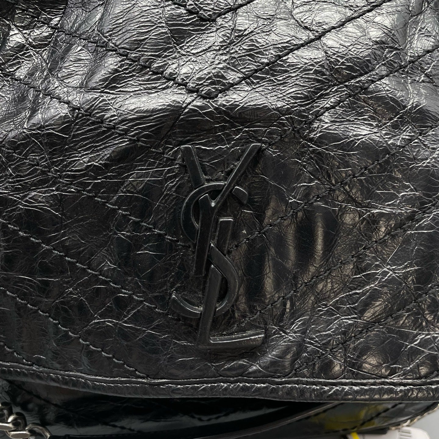 Saint Laurent - Niki - Crinkled vintage-effect calfskin leather - Black - (large)