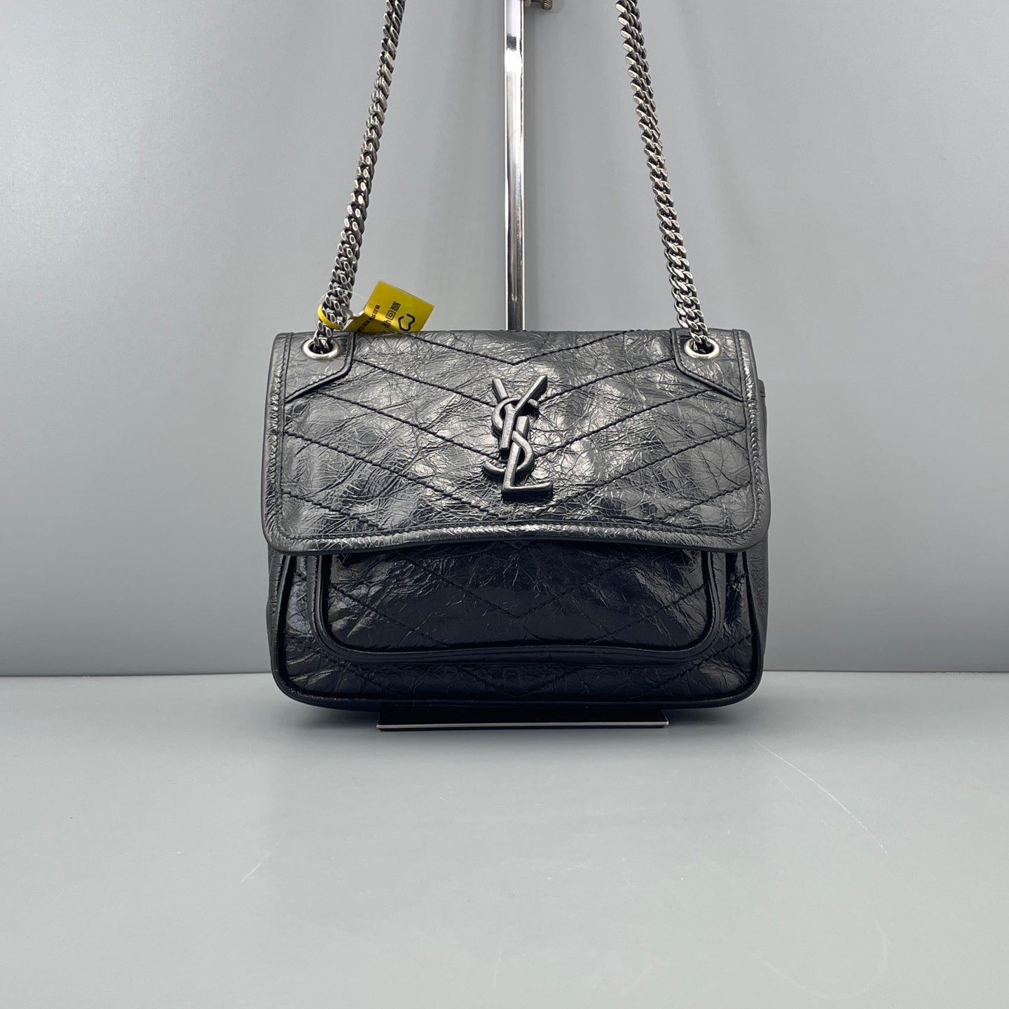 Saint Laurent - Niki - Crinkled vintage-effect leather - Black - (small)