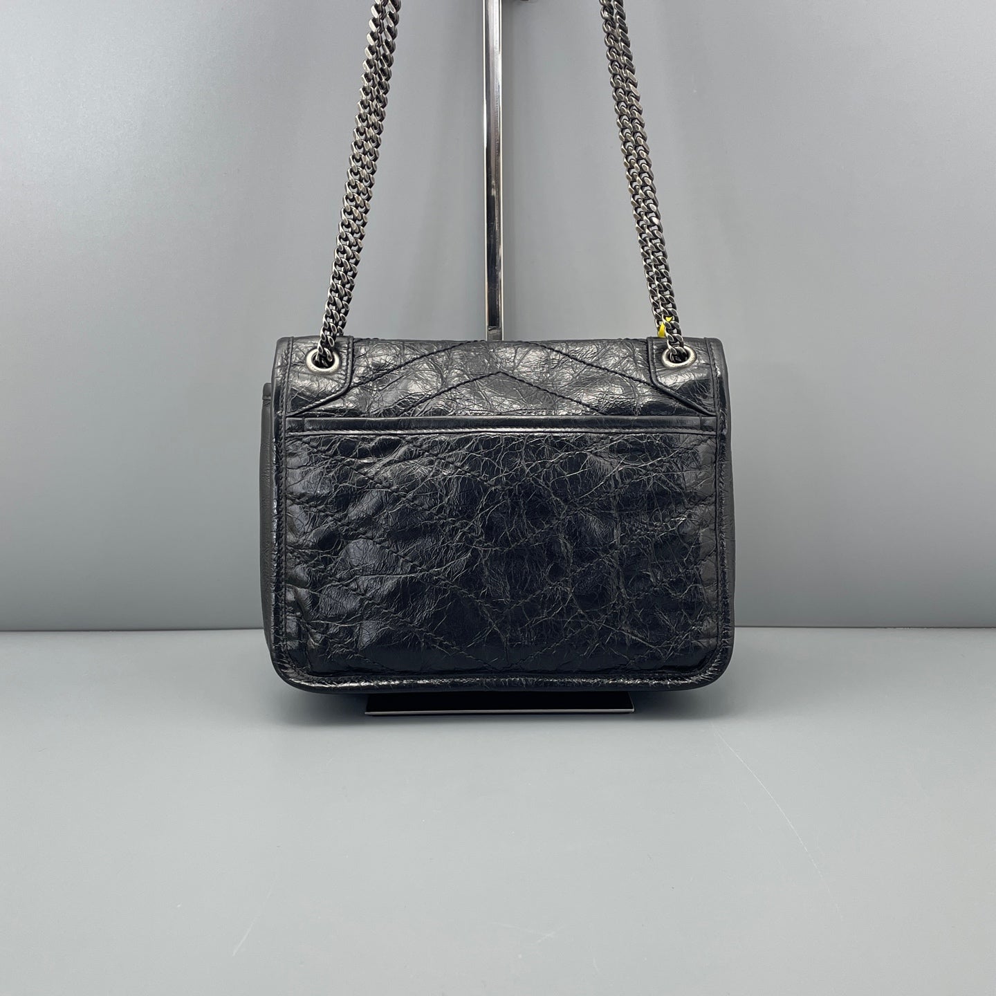 Saint Laurent - Niki - Crinkled vintage-effect leather - Black - (small)