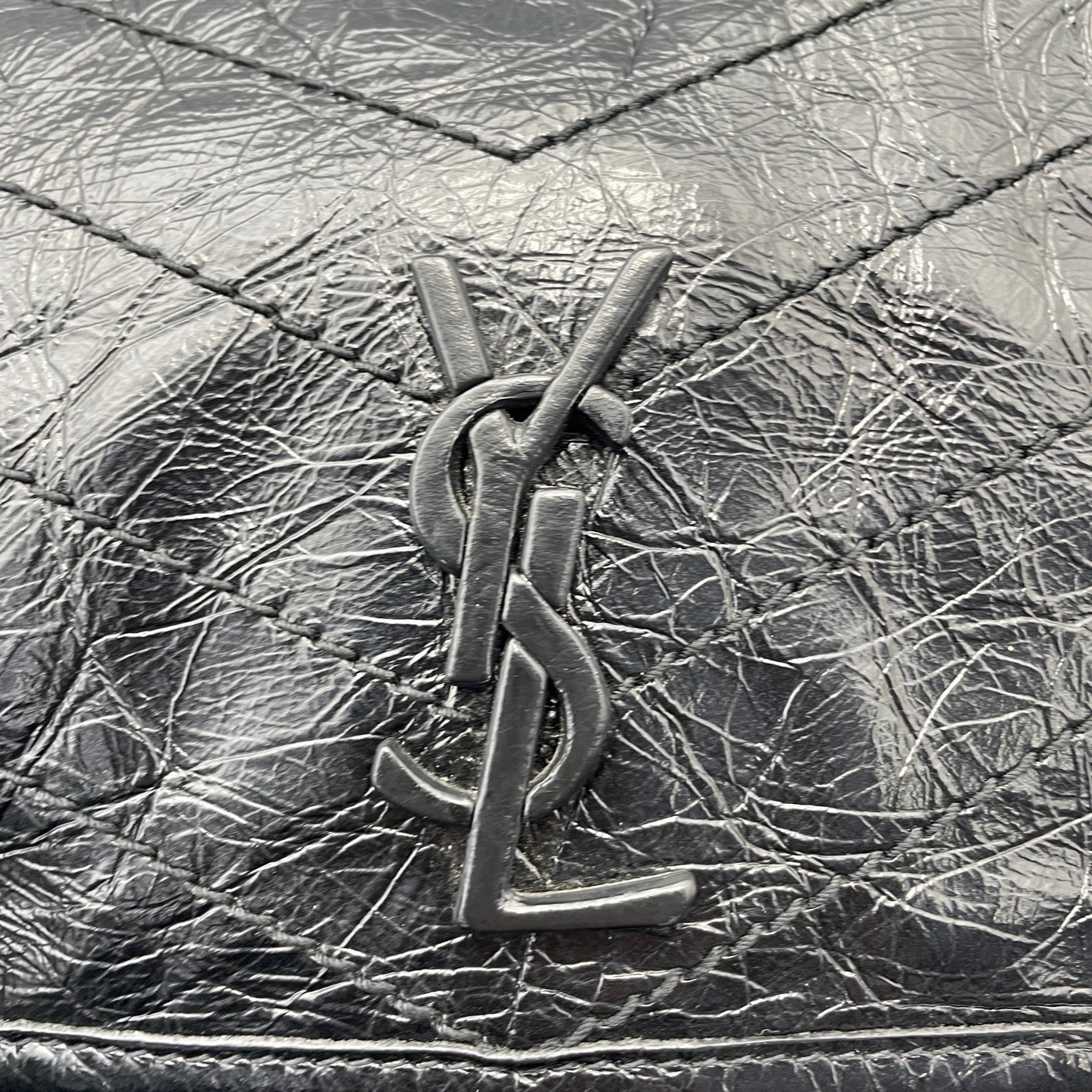 Saint Laurent - Niki - Crinkled vintage-effect leather - Black - (small)