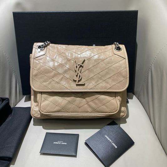 Saint Laurent - Niki - Crinkled vintage leather - Beige - (Medium)