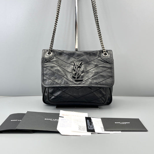 Saint Laurent - Niki - Crinkled vintage leather - Black - (Small)