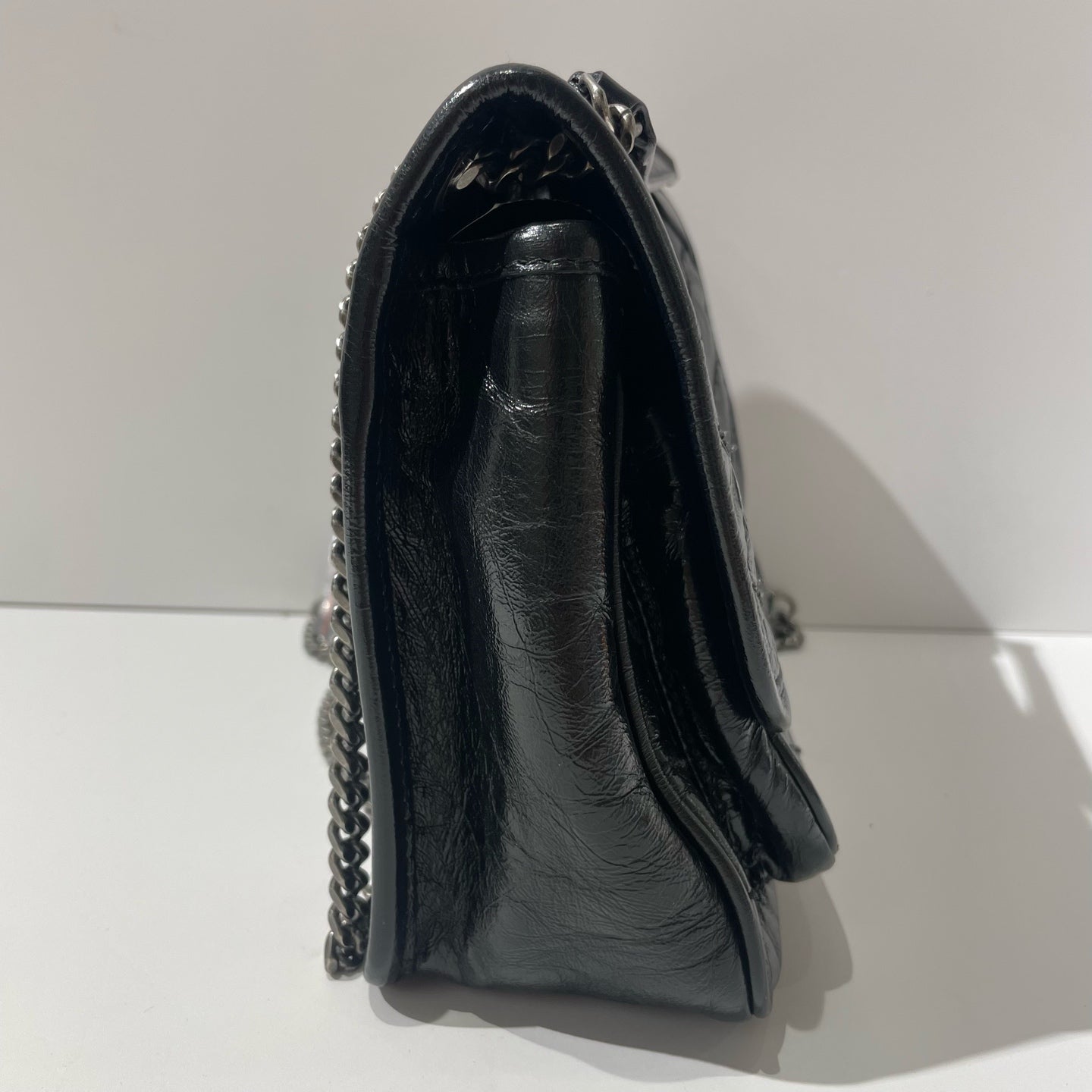 Saint Laurent - Niki - Crinkled vintage leather - Black - (Small)