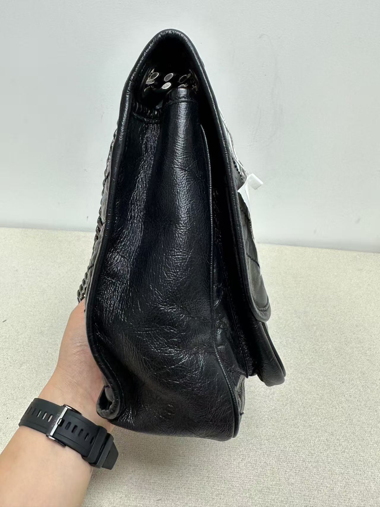 Saint Laurent - Niki - Crinkled vintage leather - Black with Silver-Tone Hardware - (large)