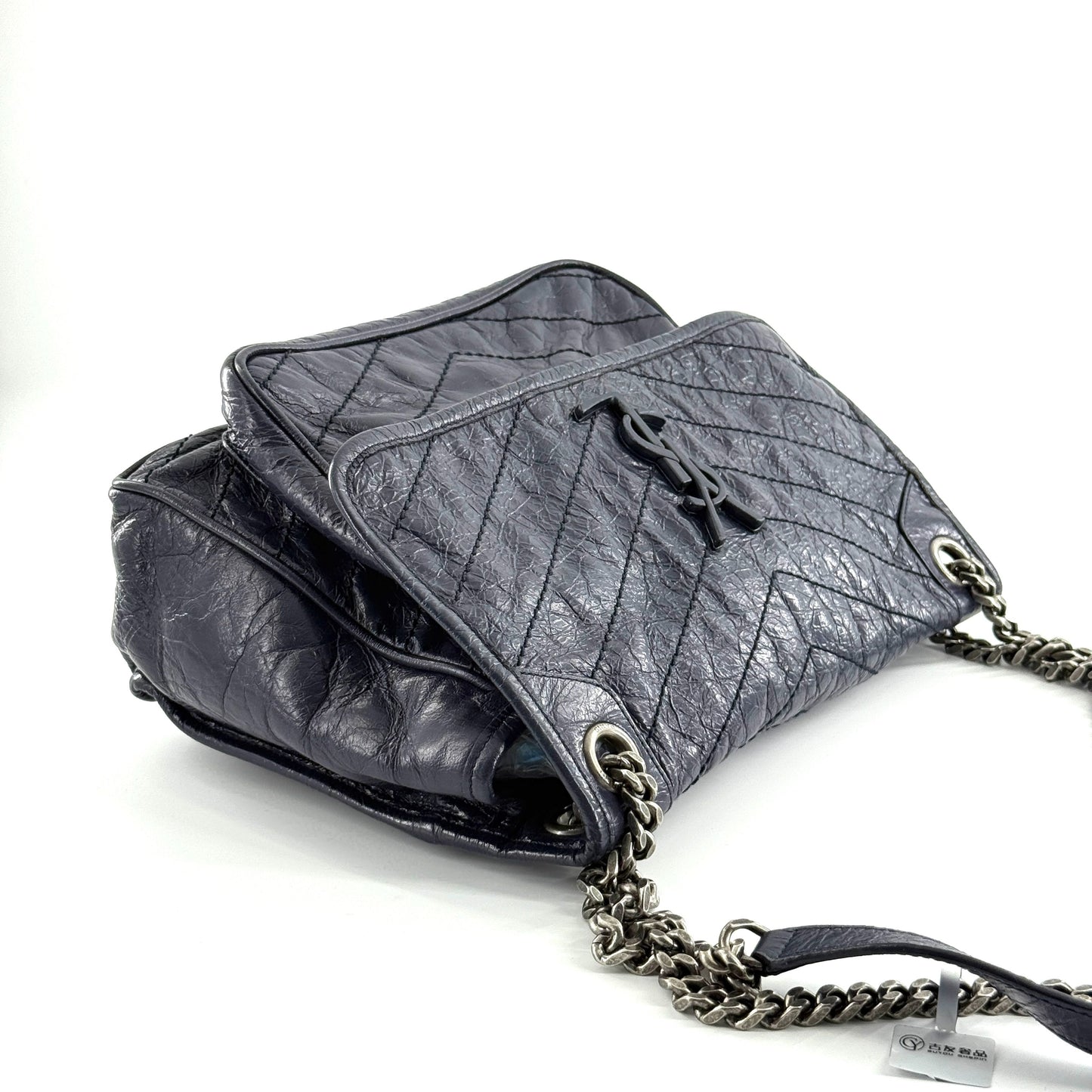 Saint Laurent - Niki - Distressed calfskin leather - Blue - (Medium)