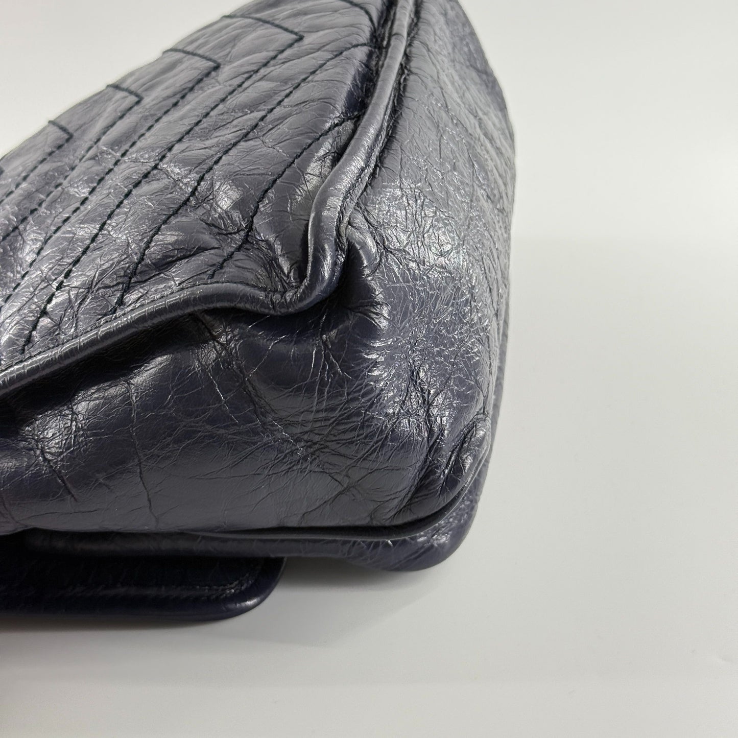 Saint Laurent - Niki - Distressed calfskin leather - Blue - (Medium)