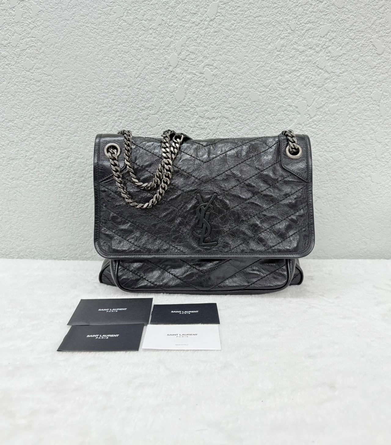 Saint Laurent - Niki Large - Waxed leather - Black - (large)