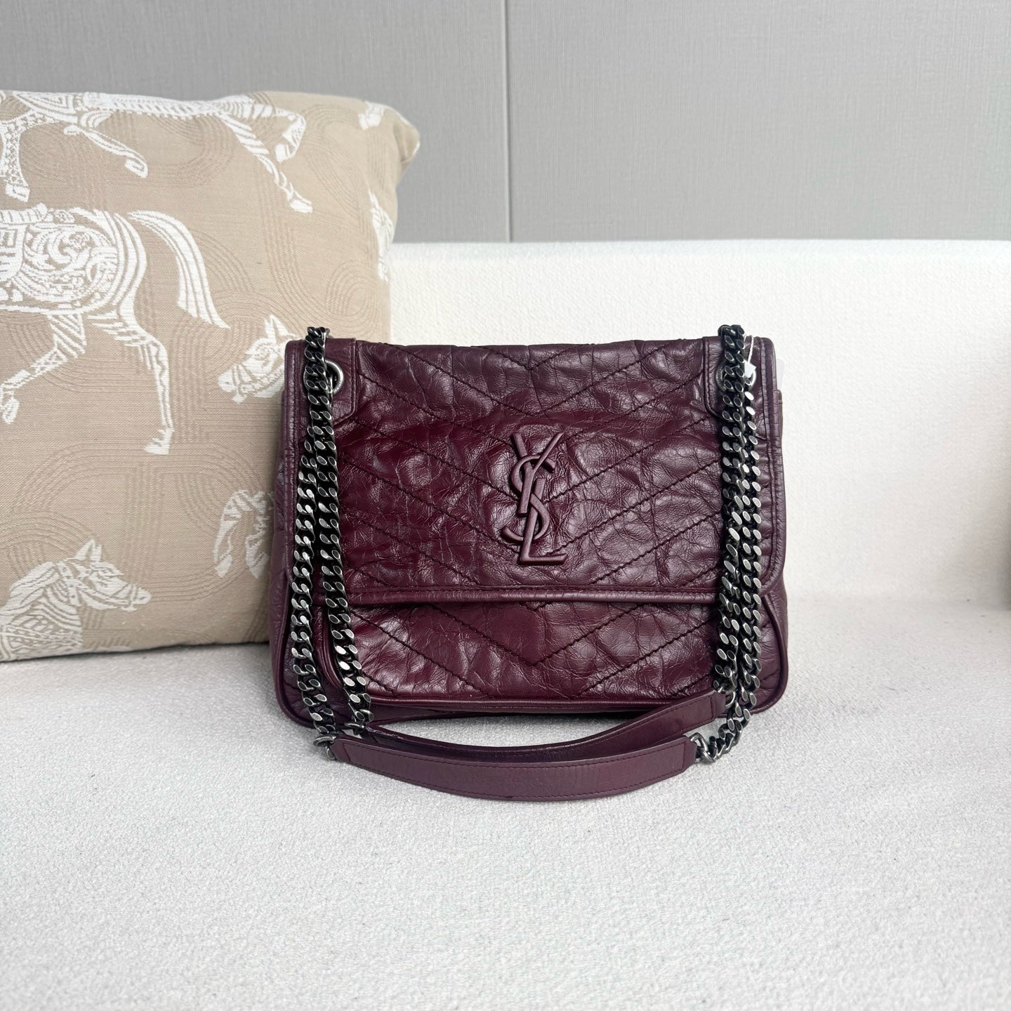 Saint Laurent - Niki - Leather - Burgundy - (medium)