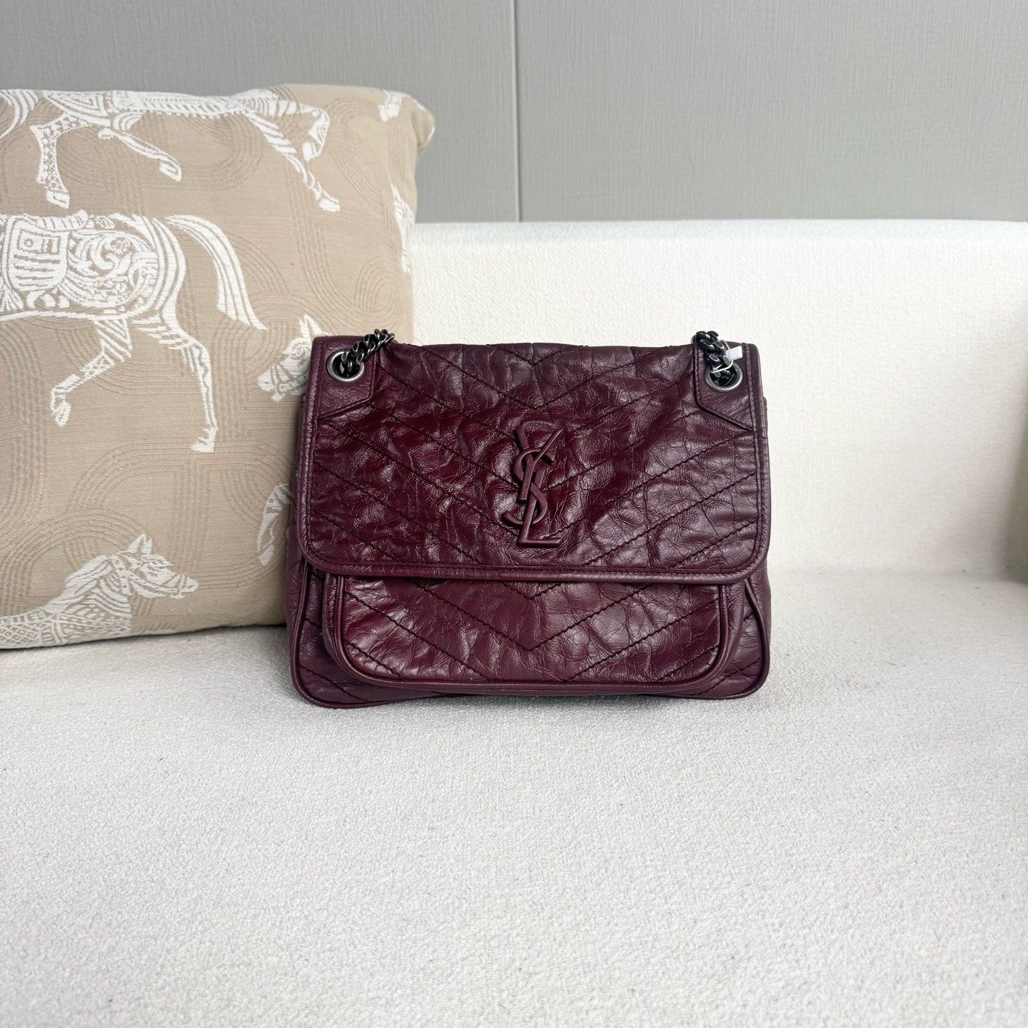 Saint Laurent - Niki - Leather - Burgundy - (medium)