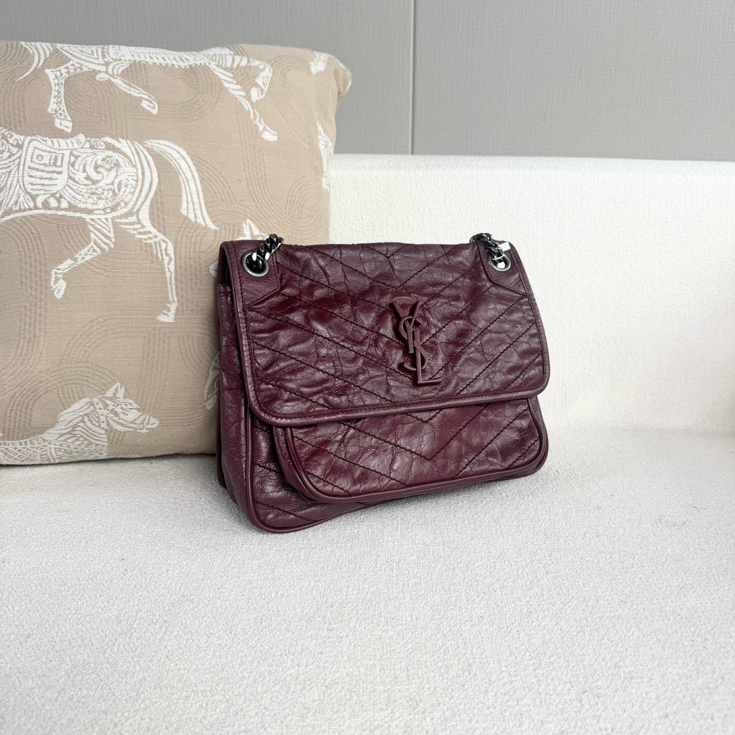 Saint Laurent - Niki - Leather - Burgundy - (medium)