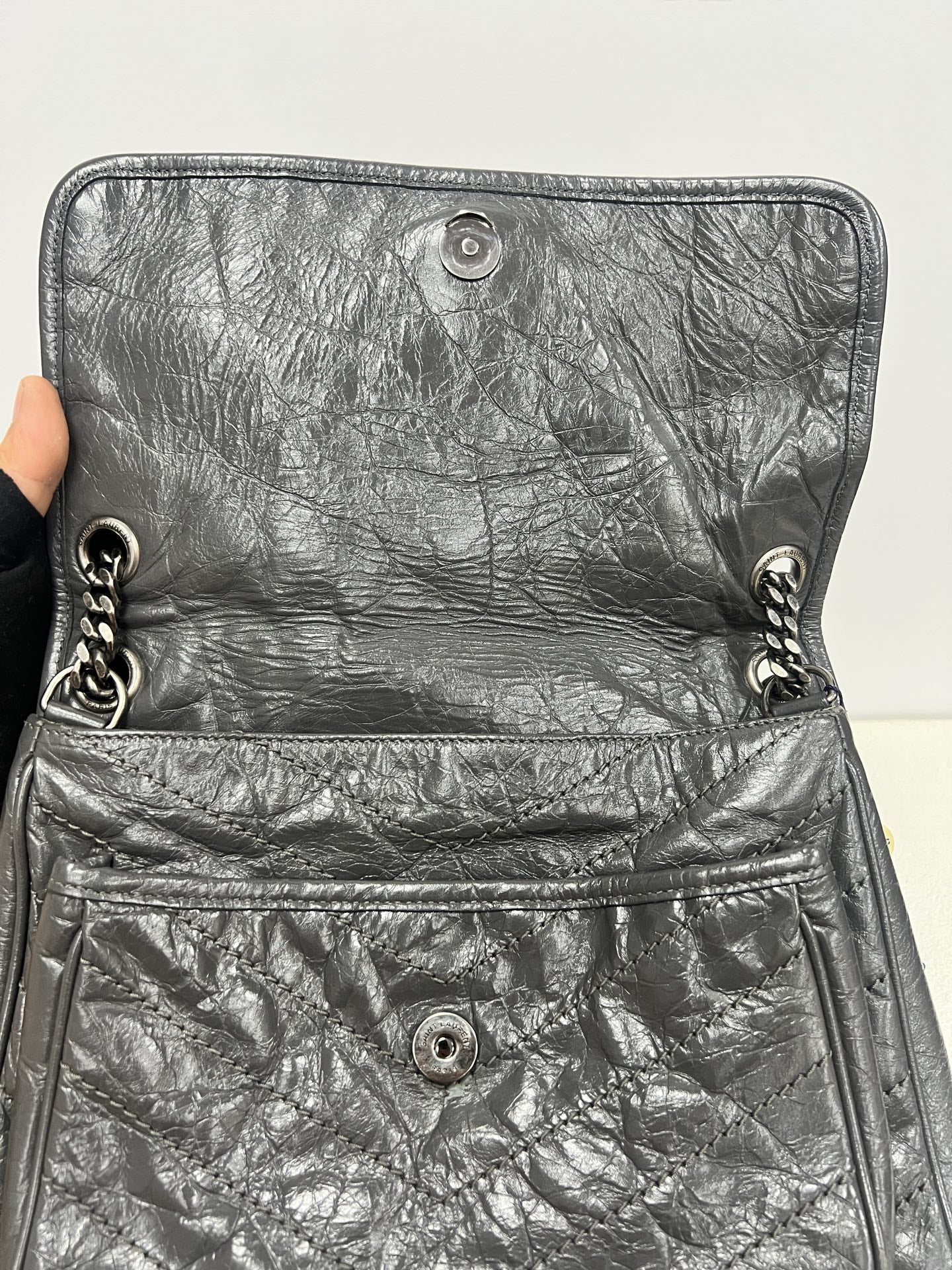 Saint Laurent - Niki - Leather - Grey - (medium)