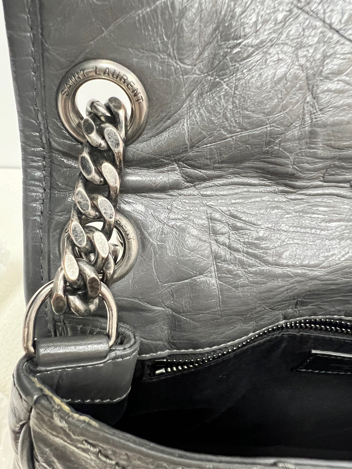 Saint Laurent - Niki - Leather - Grey - (medium)