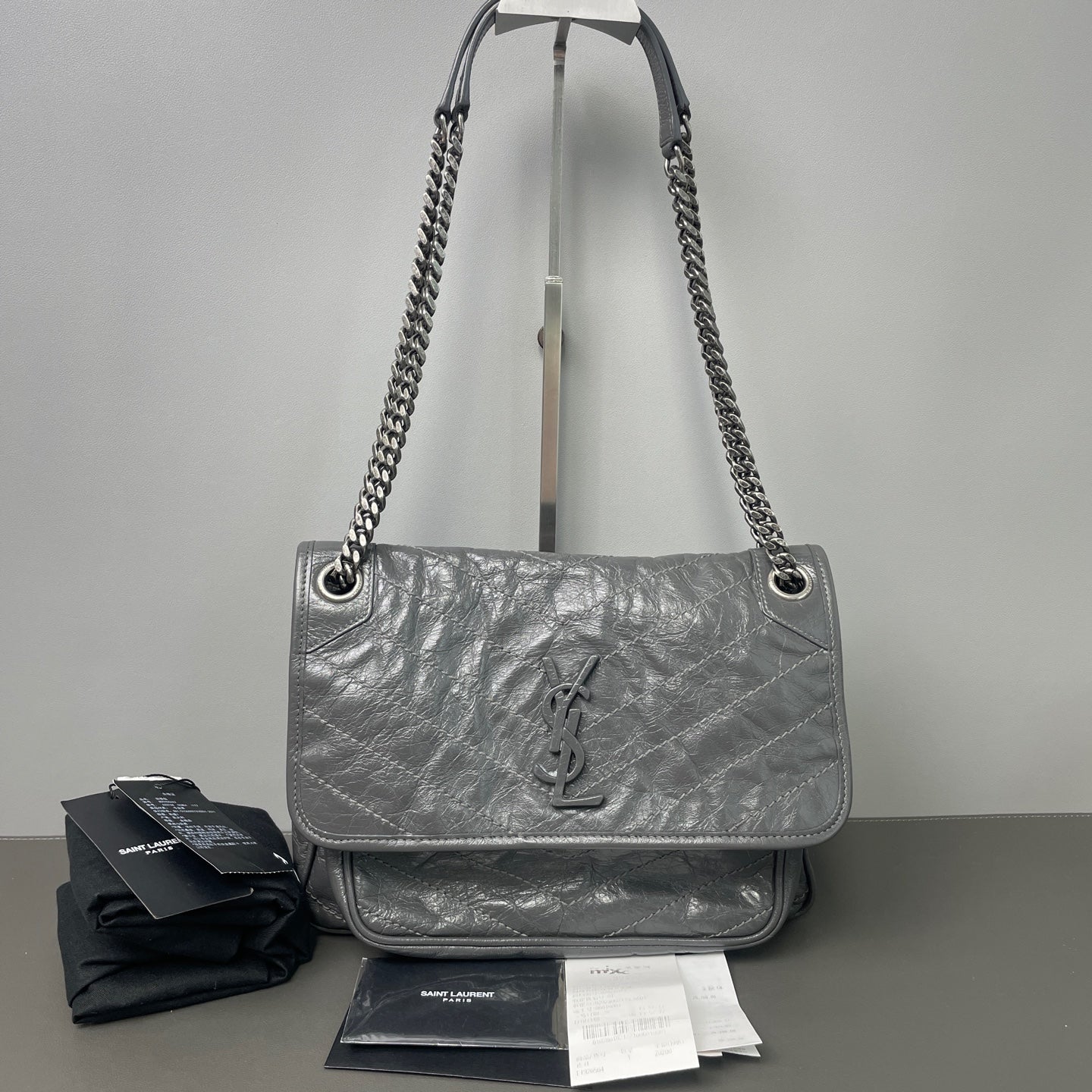 Saint Laurent - Niki - Leather - Grey - (Small)