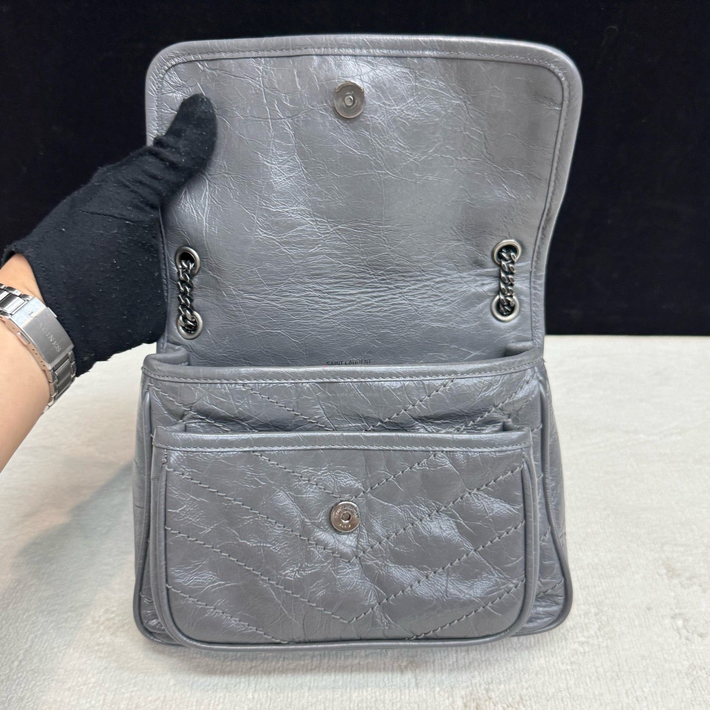 Saint Laurent - Niki - Leather - Grey - (small)