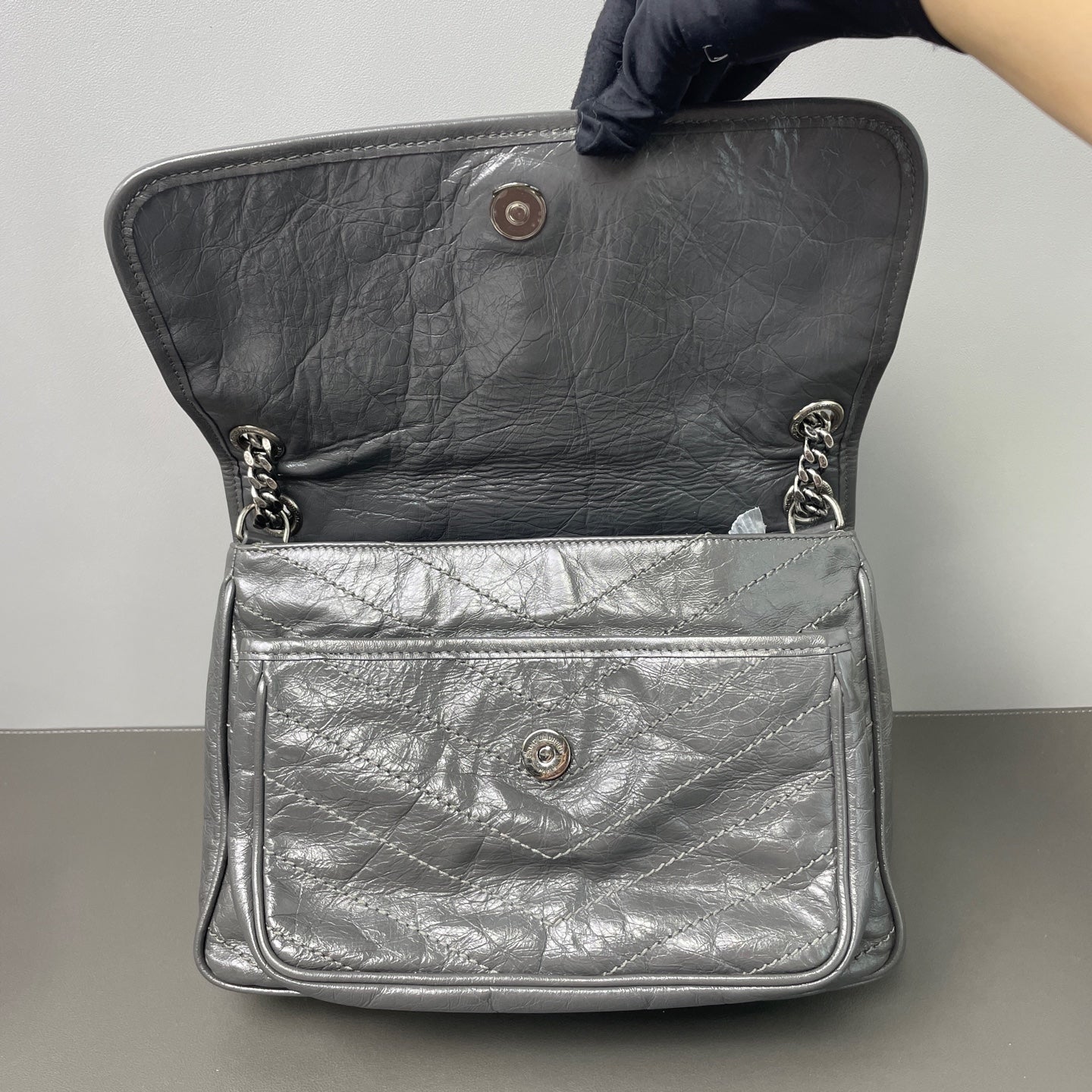 Saint Laurent - Niki - Leather - Grey - (Small)